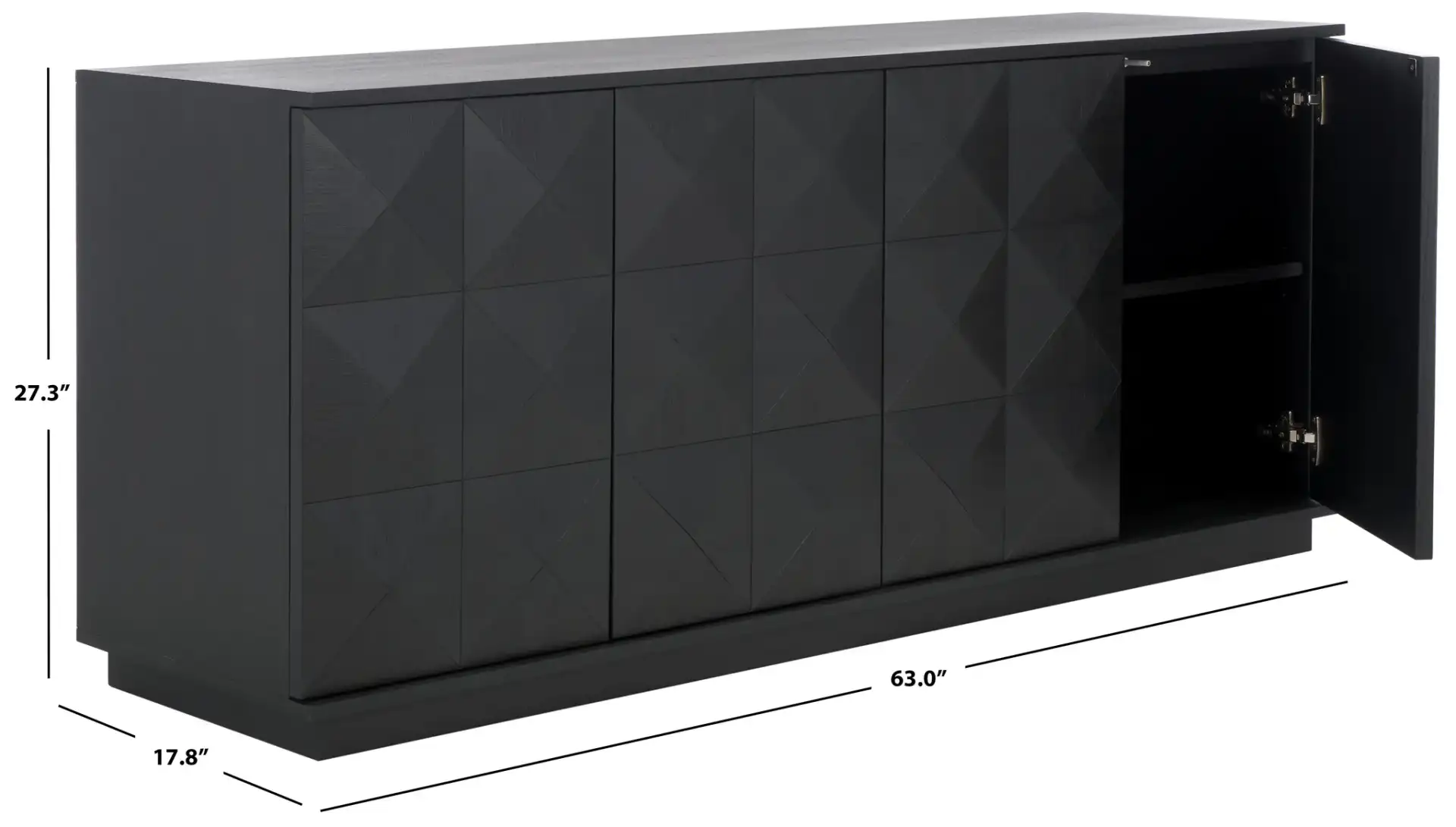 Patty Four-Door Sideboard in Black, detail view