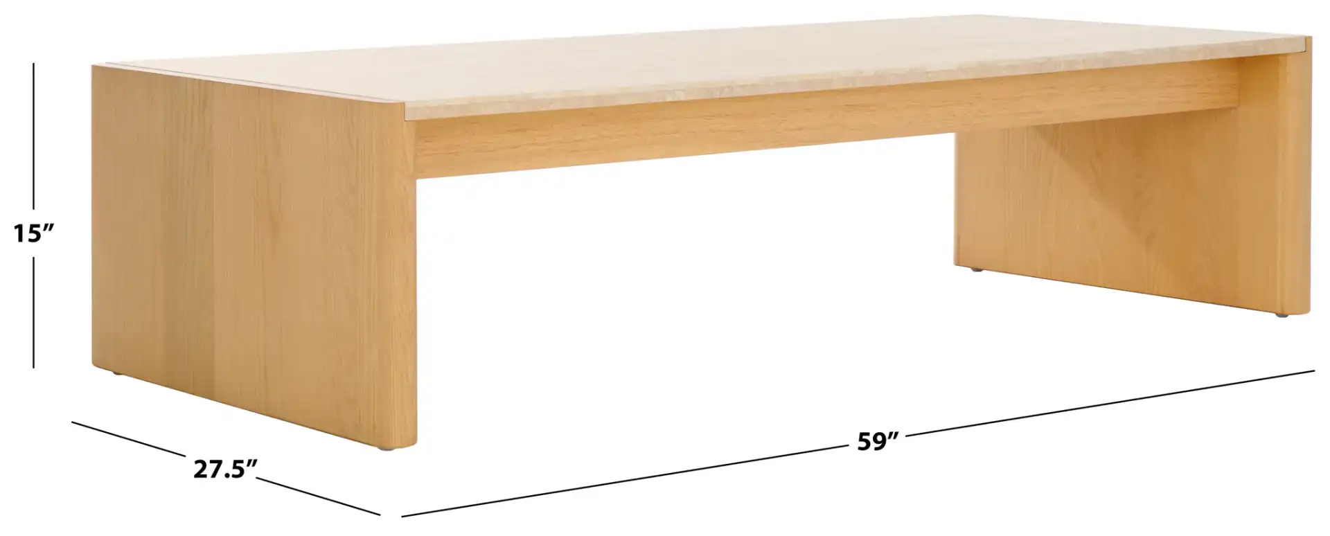 Bellarose Travertine Coffee Table in Natural / Travertine, detail view