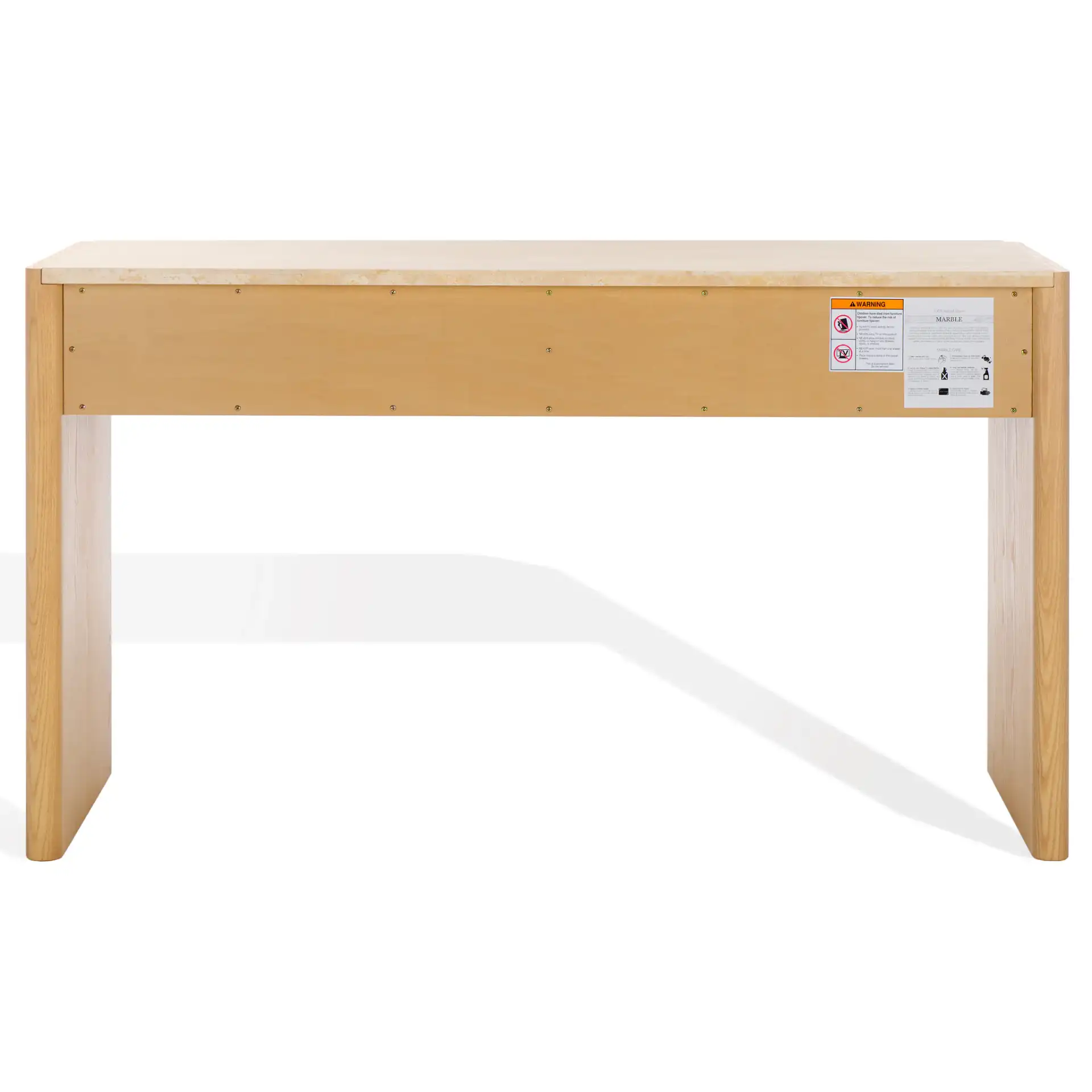 Bellarose Traver Console Table in Natural / Travertine, detail view
