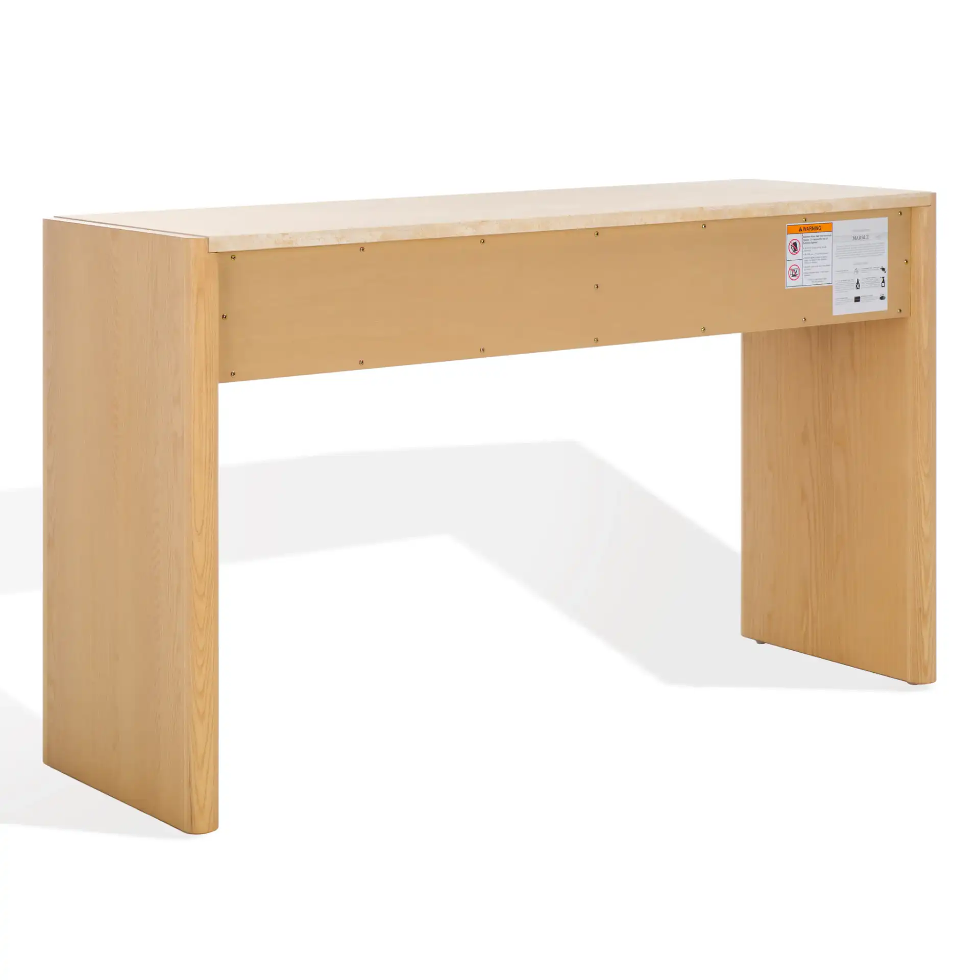 Bellarose Traver Console Table in Natural / Travertine, detail view