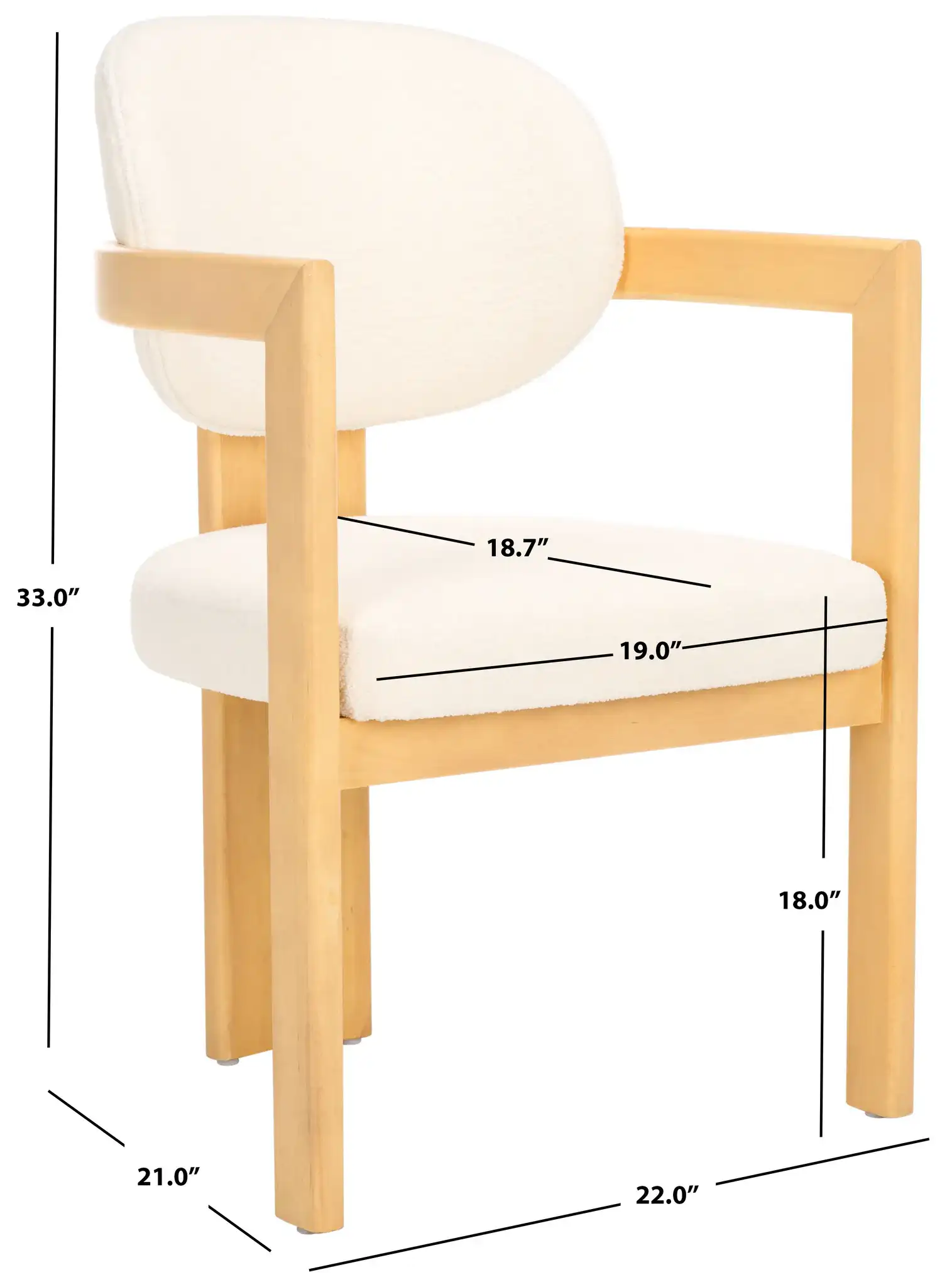 Bellarose Arm Chair in Ivory / Natural, detail view