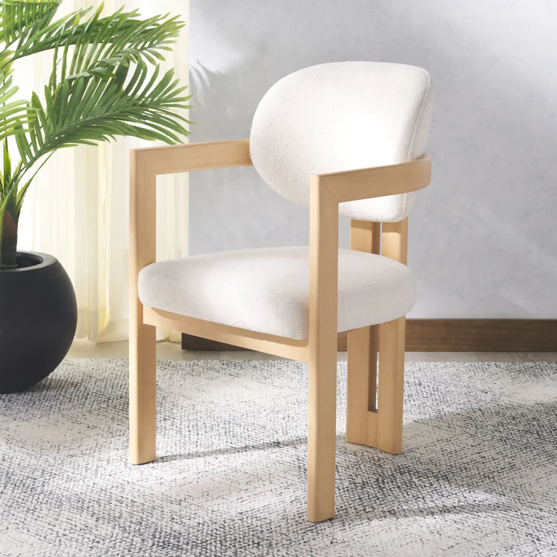 Bellarose Arm Chair in Ivory / Natural in a styled room