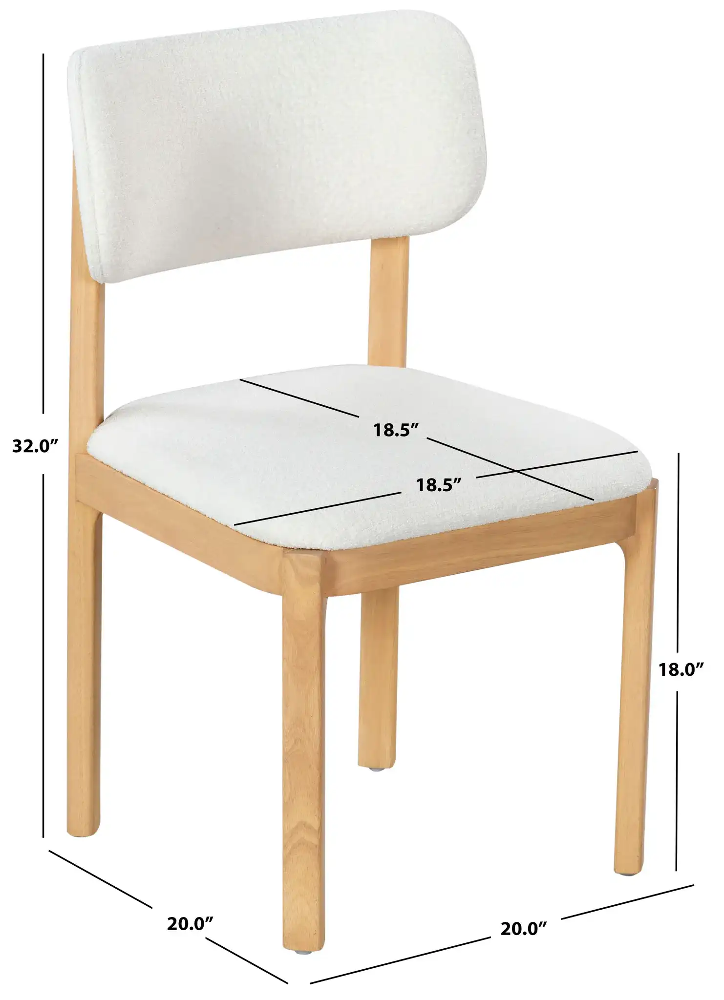 Trystan Boucle Dining Chair (Set of 2) in Ivory / Natural, detail view