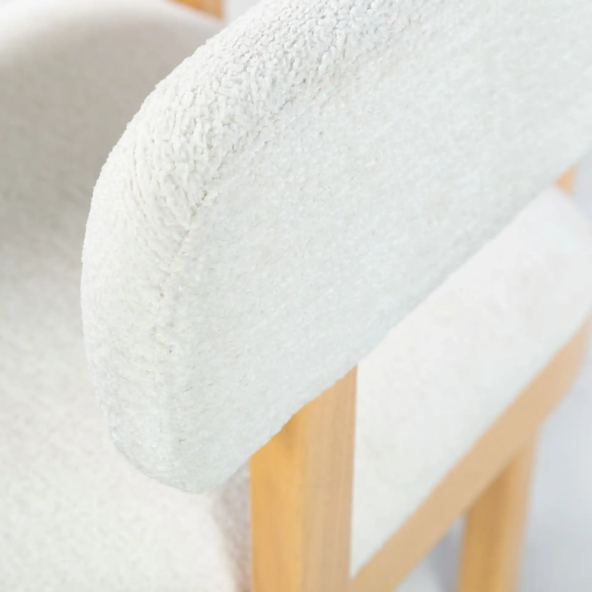 Trystan Boucle Arm Chair in Ivory / Natural in a styled room