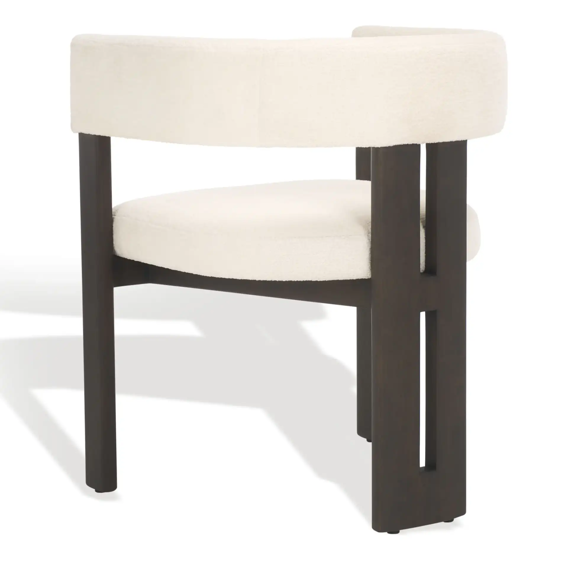 Florabelle Boucle Arm Chair in Ivory / Dark Brown, detail view