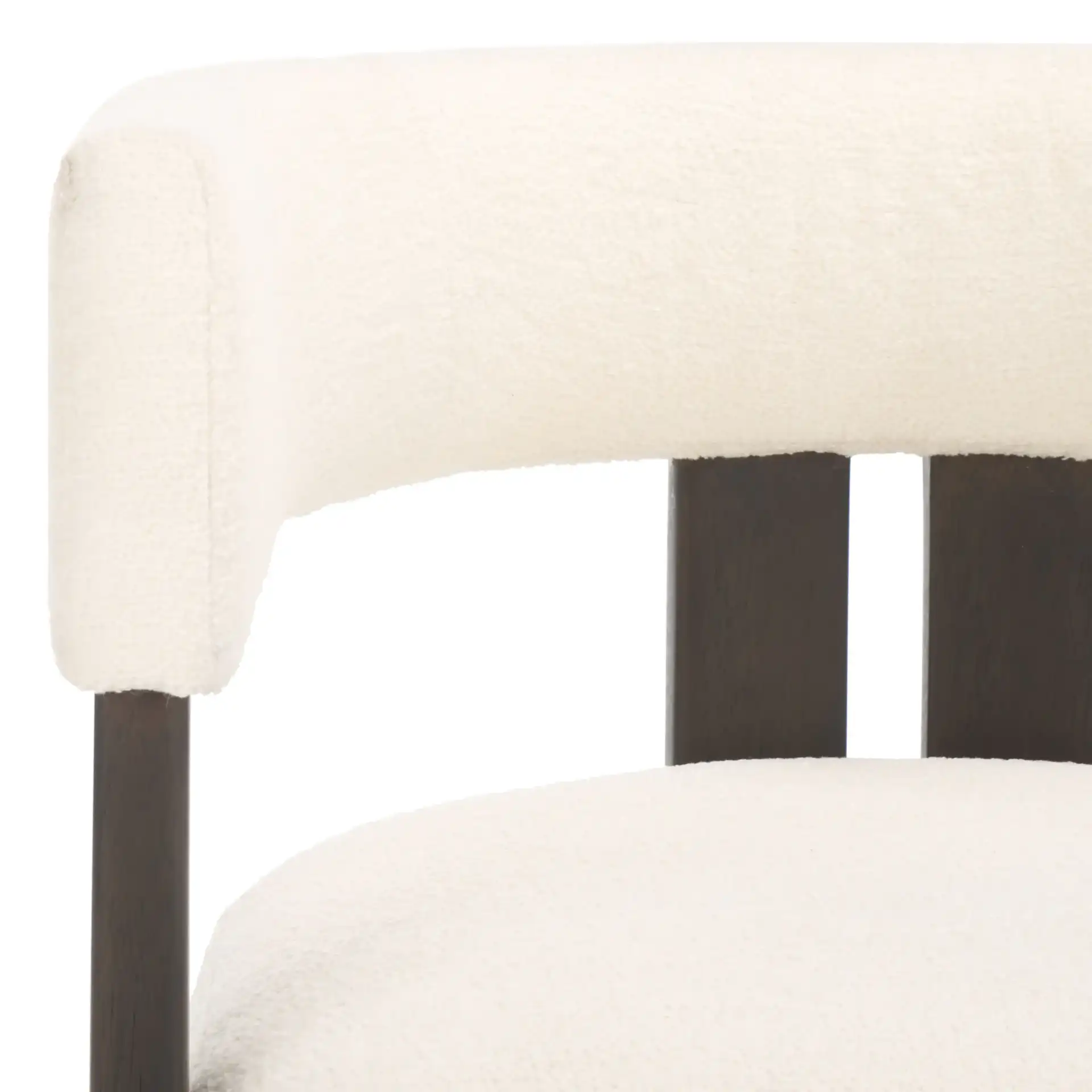 Florabelle Boucle Arm Chair in Ivory / Dark Brown in a styled room