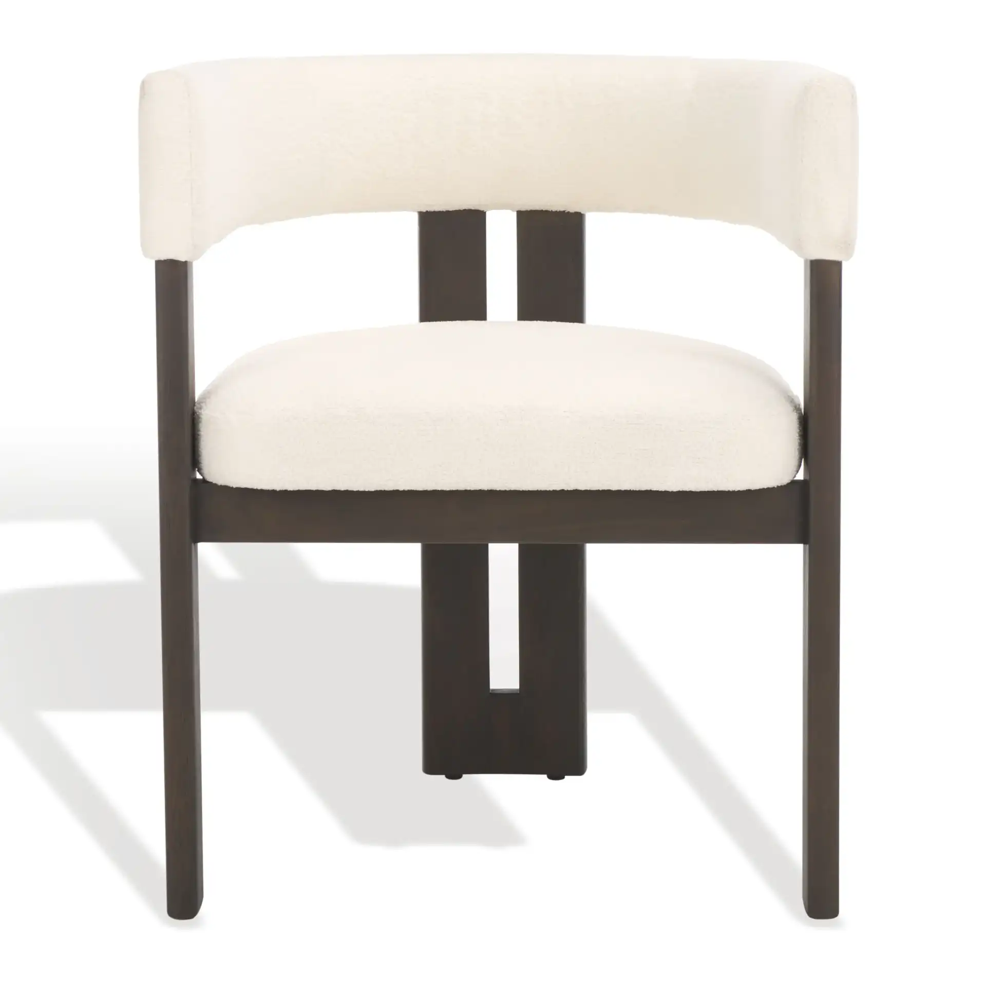 Florabelle Boucle Arm Chair in Ivory / Dark Brown, detail view