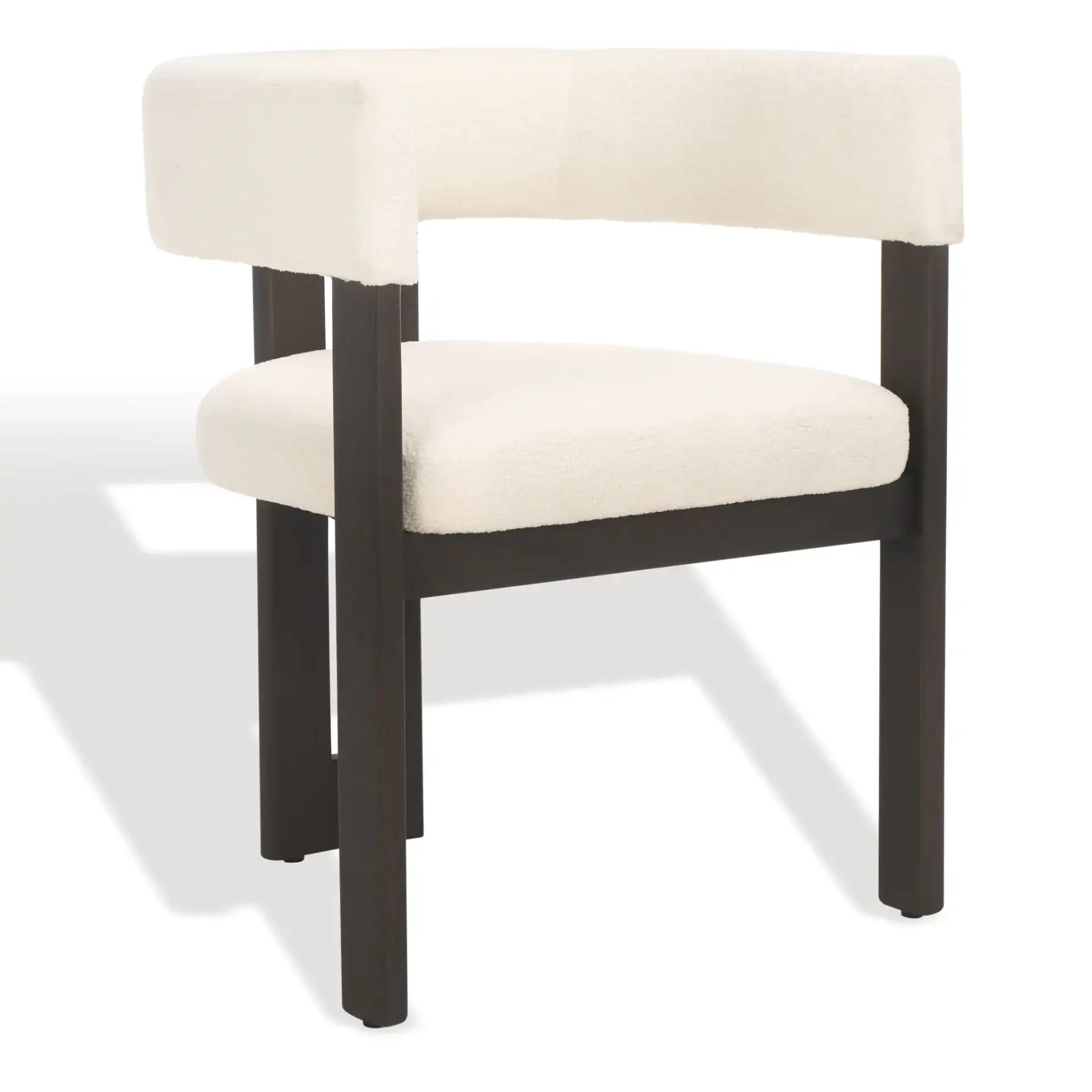 Florabelle Boucle Arm Chair in Ivory / Dark Brown