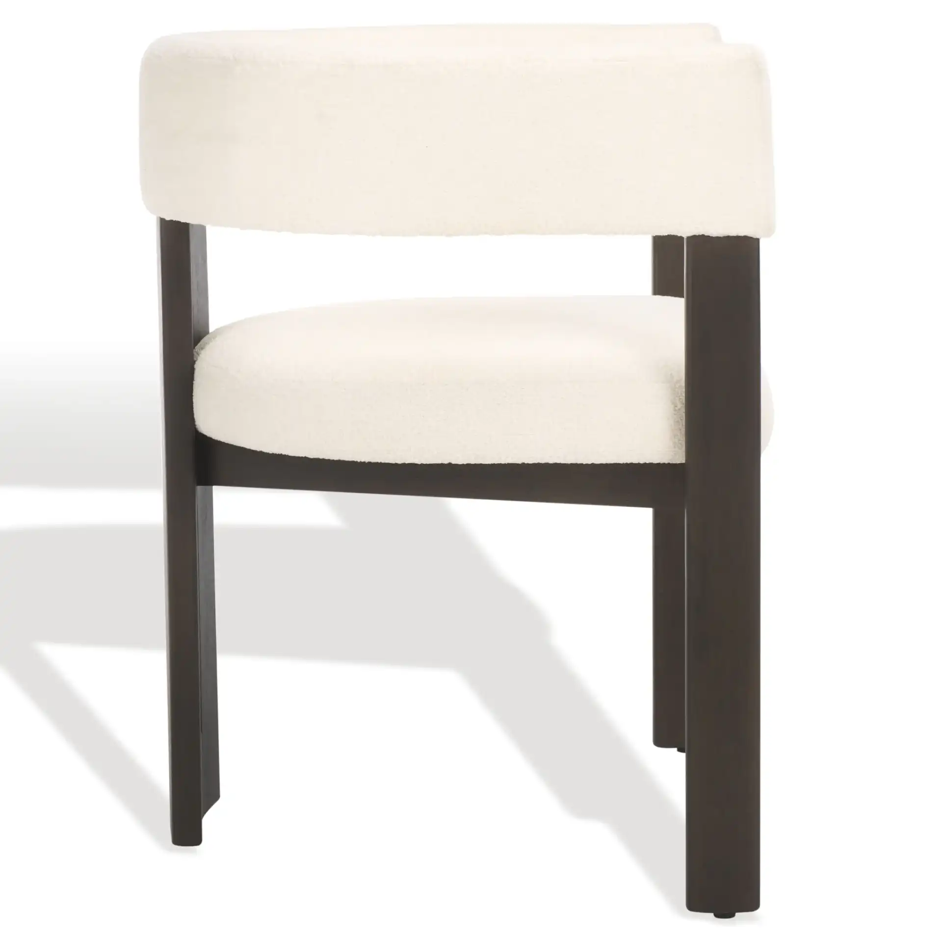 Florabelle Boucle Arm Chair in Ivory / Dark Brown, detail view