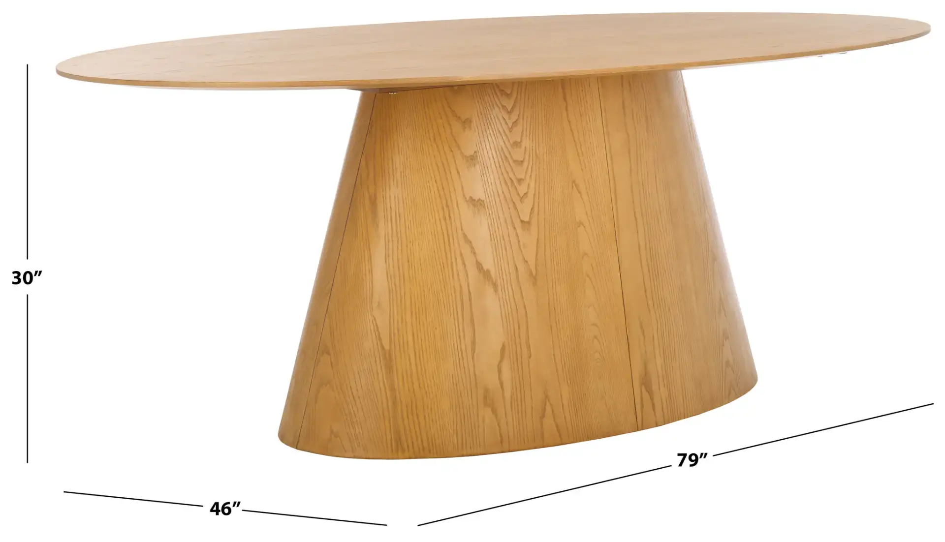 Owyn Oval Wood Dining Table in Natural, detail view