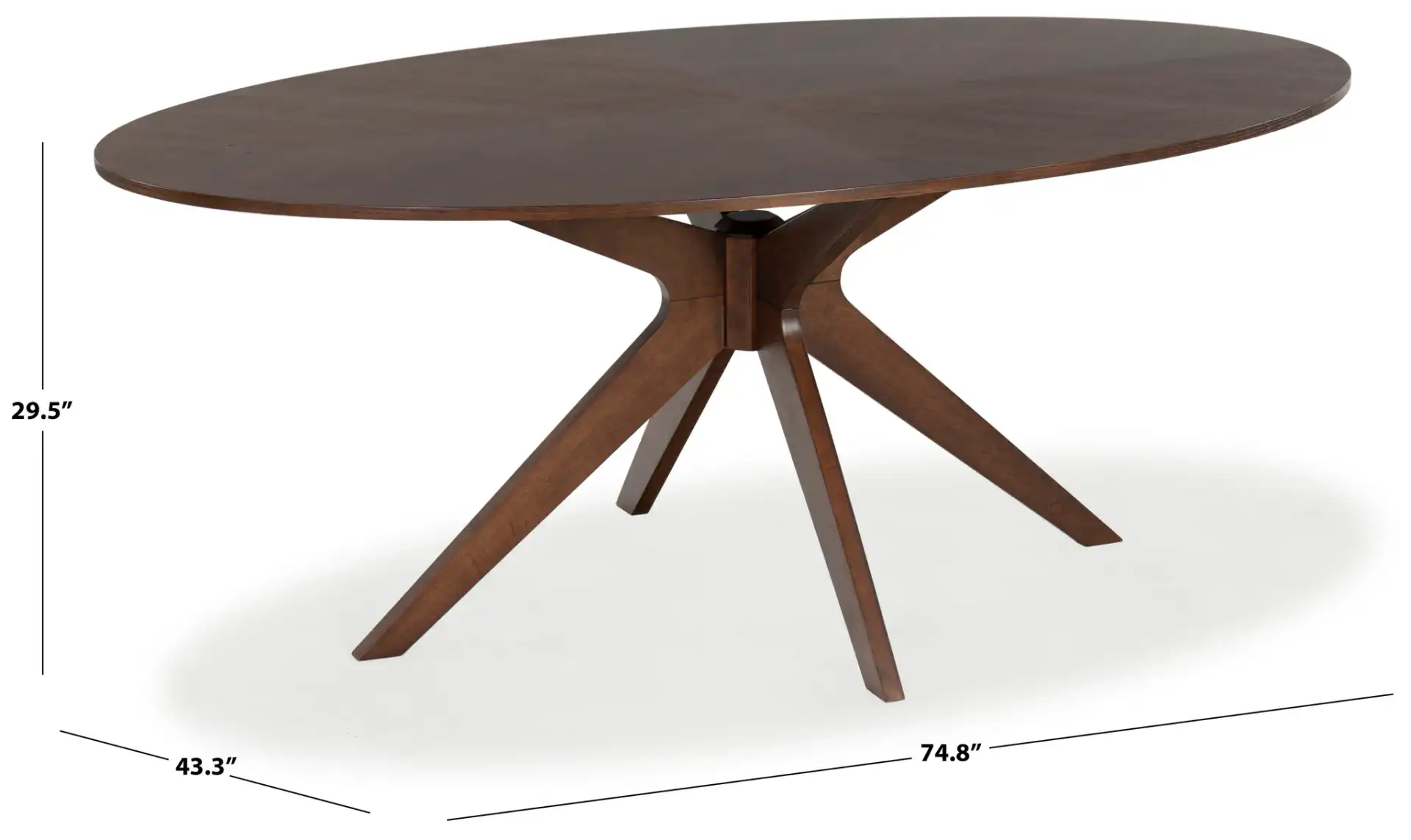 Hawkins Wood Oval Dining Table in Walnut, detail view