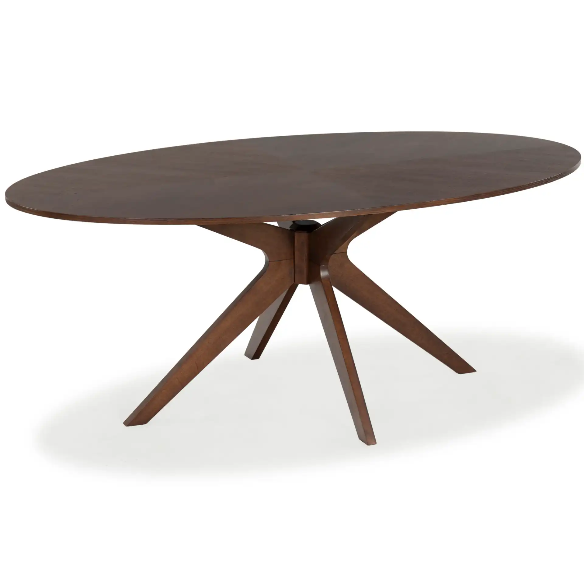 Hawkins Wood Oval Dining Table in Walnut, detail view