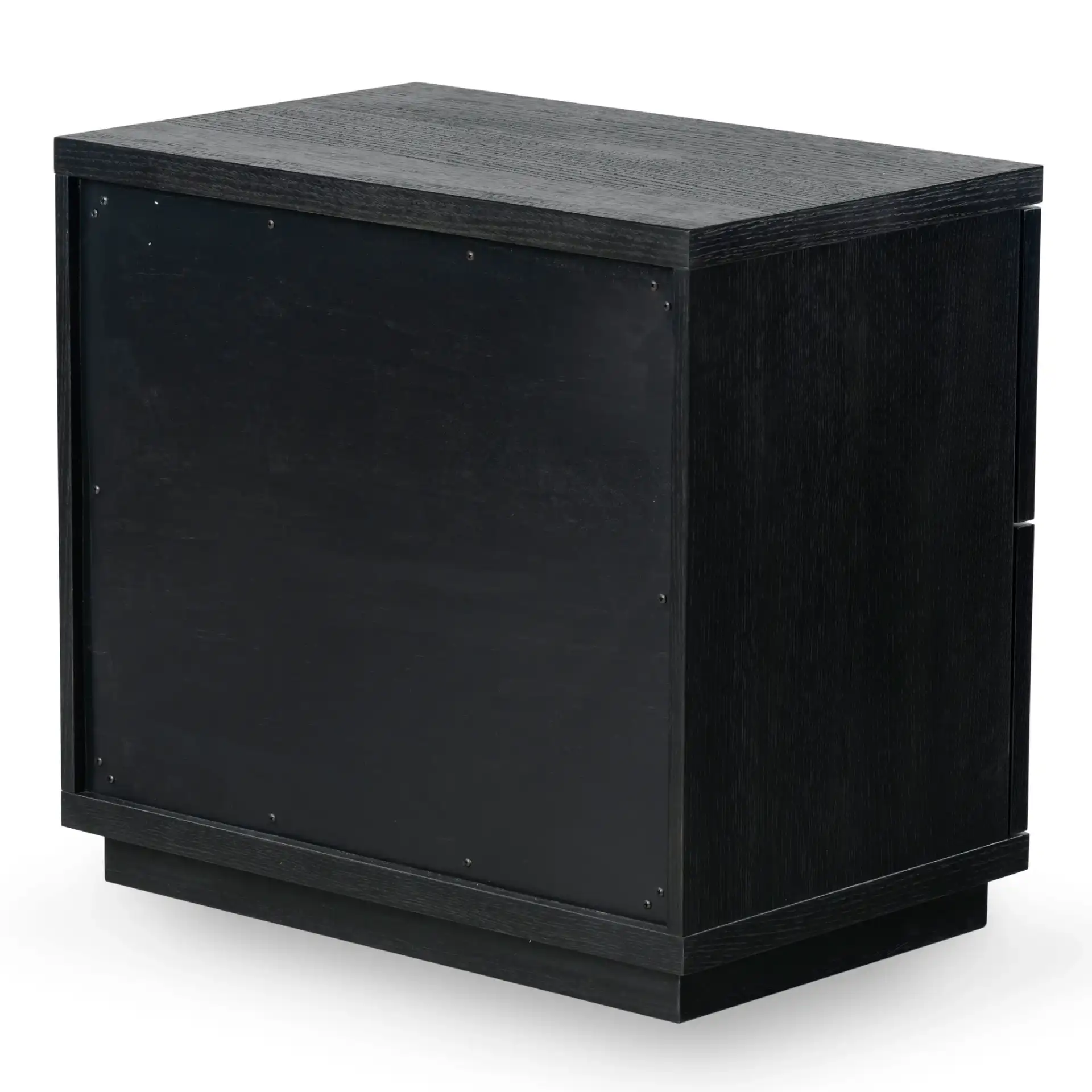 Deziree Wood Two-Drawer Nightstand in Black, detail view