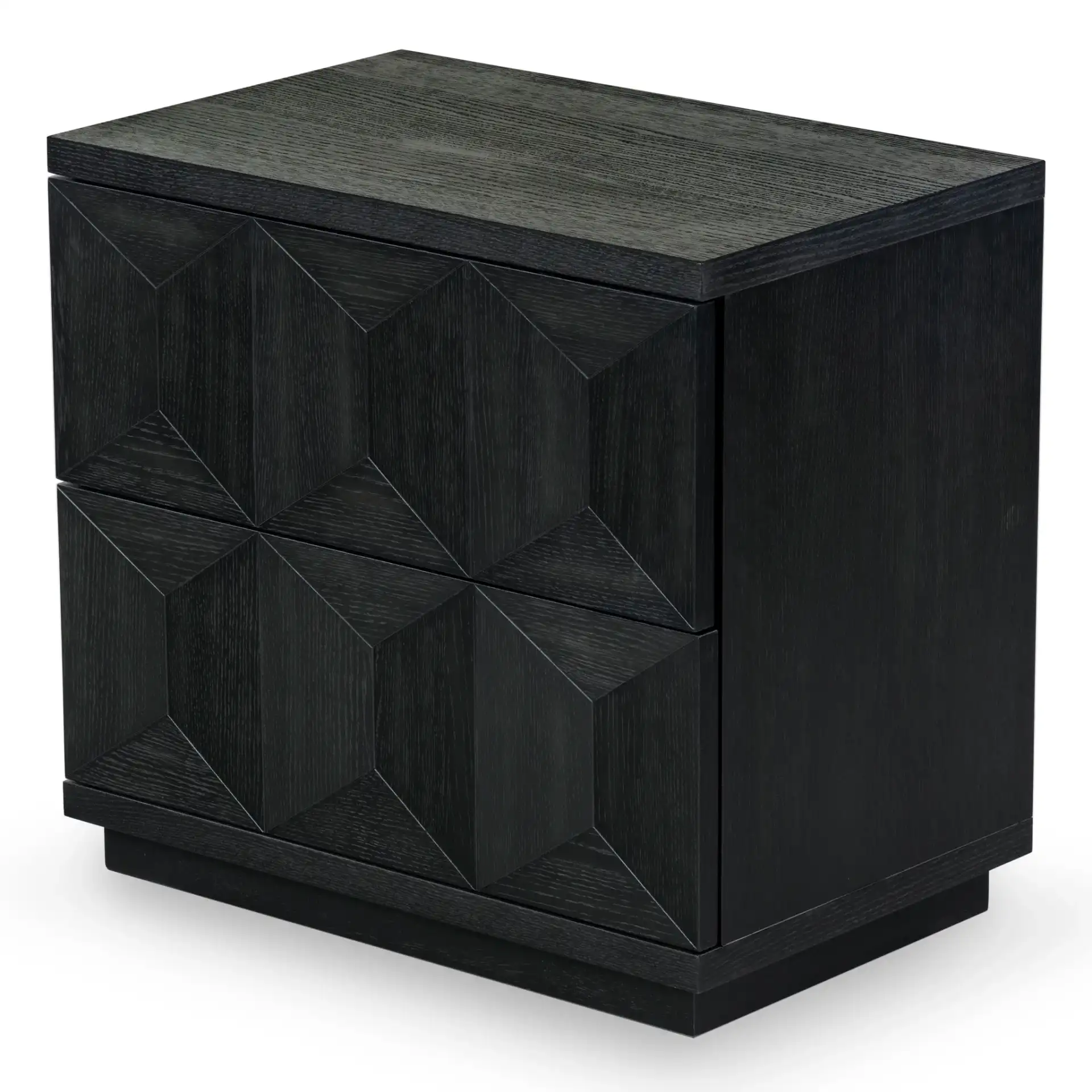 Deziree Wood Two-Drawer Nightstand in Black, detail view