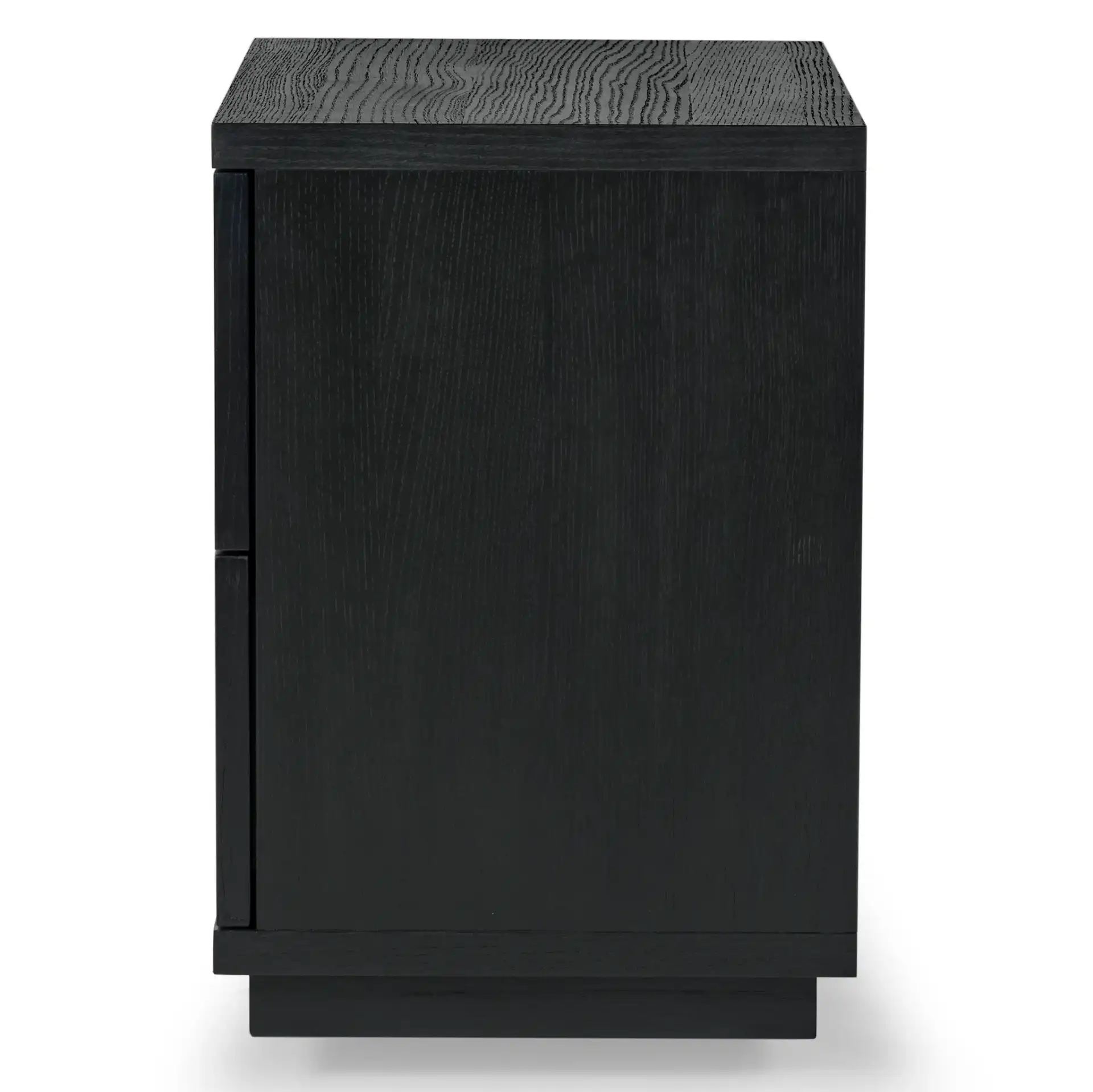 Deziree Wood Two-Drawer Nightstand in Black, detail view