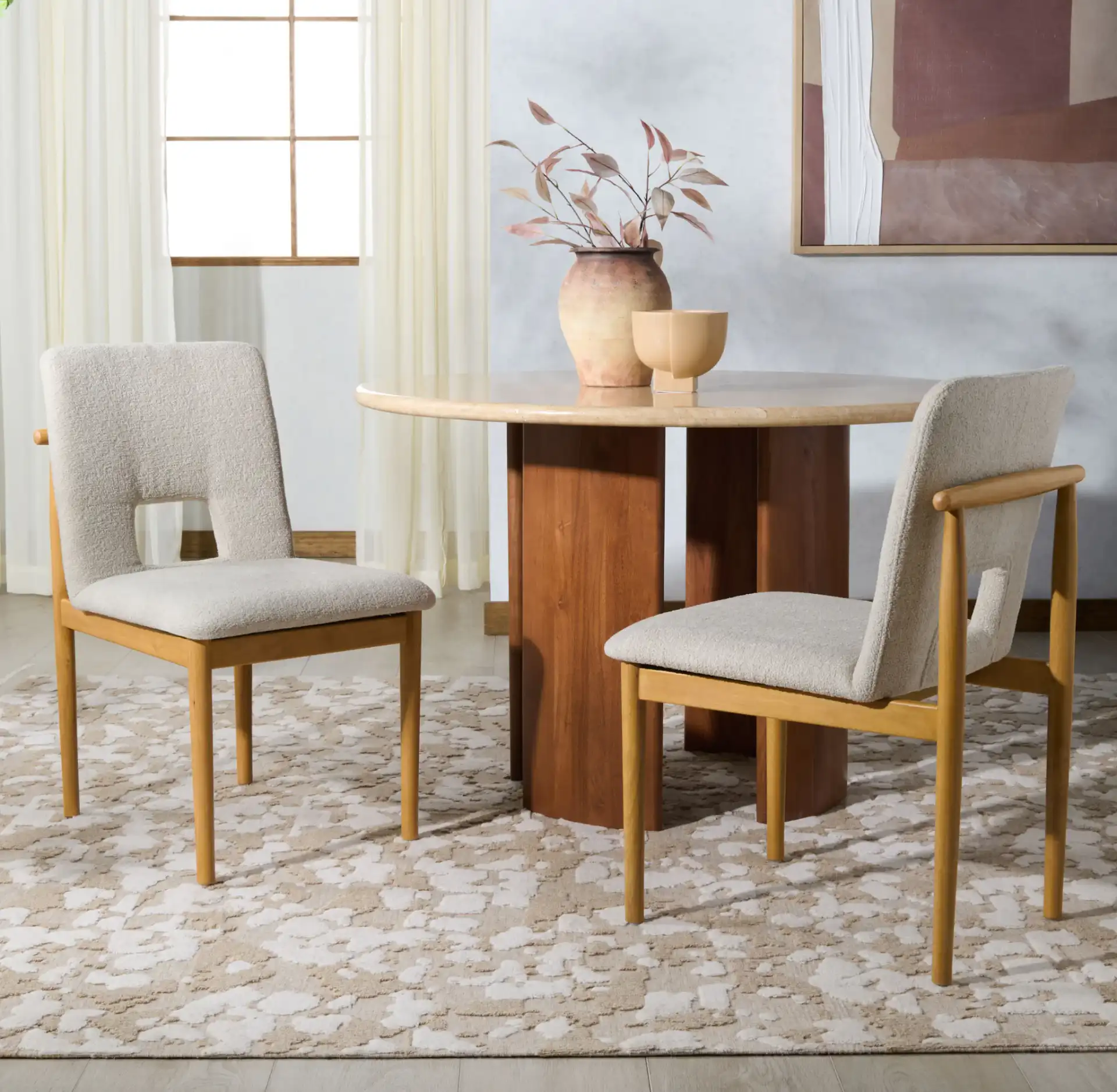 Benjy Dining Chair (Set of 2) in Beige / Natural in a styled room