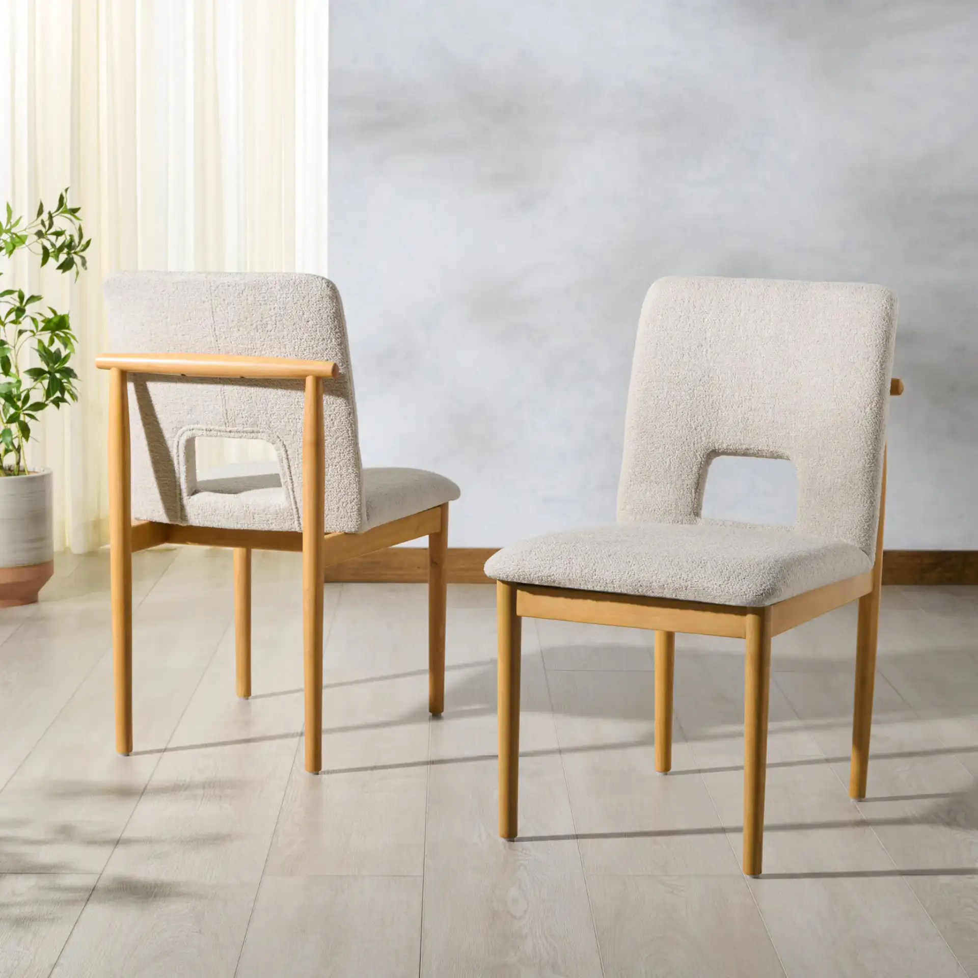Benjy Dining Chair (Set of 2) in Beige / Natural in a styled room