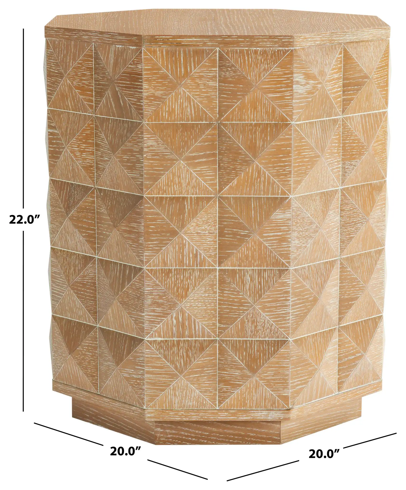 Patty Wood Octagon Accent Table in Natural, detail view