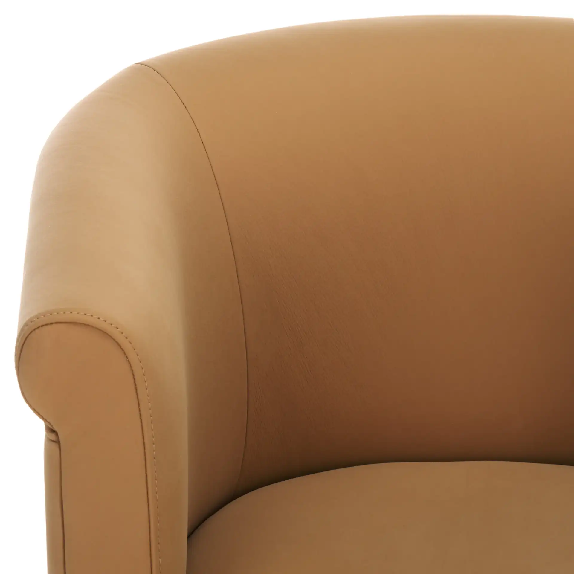 Selina Barrel Back Dining Chair in Brown in a styled room