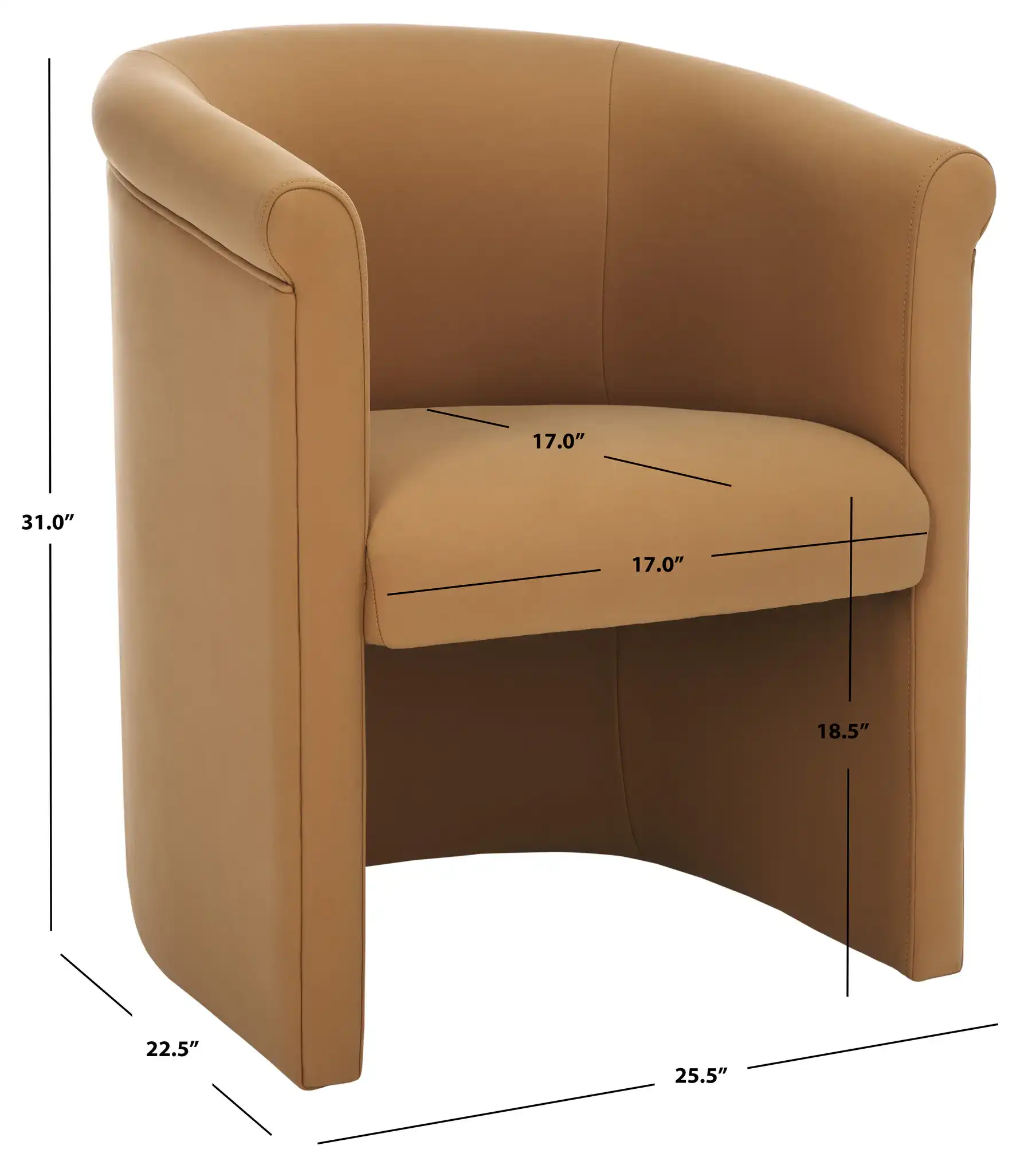 Selina Barrel Back Dining Chair in Brown, detail view
