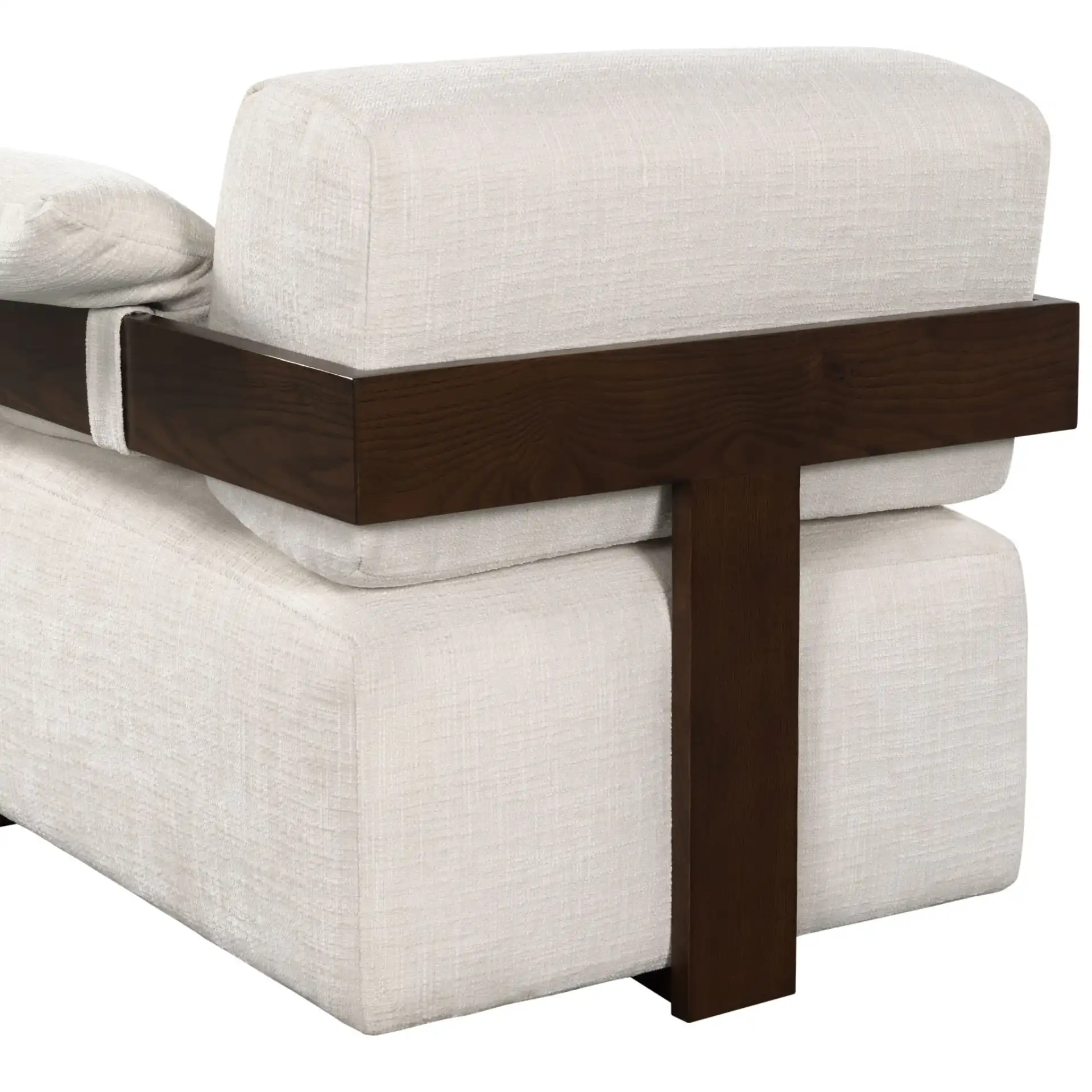 Ivybella Accent Chair in Ivory / Dark Brown, detail view