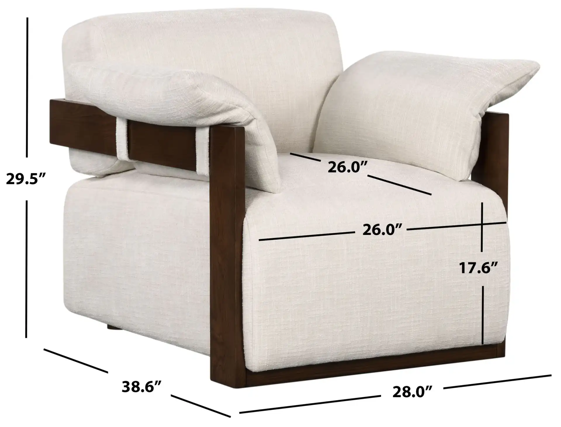 Ivybella Accent Chair in Ivory / Dark Brown, detail view