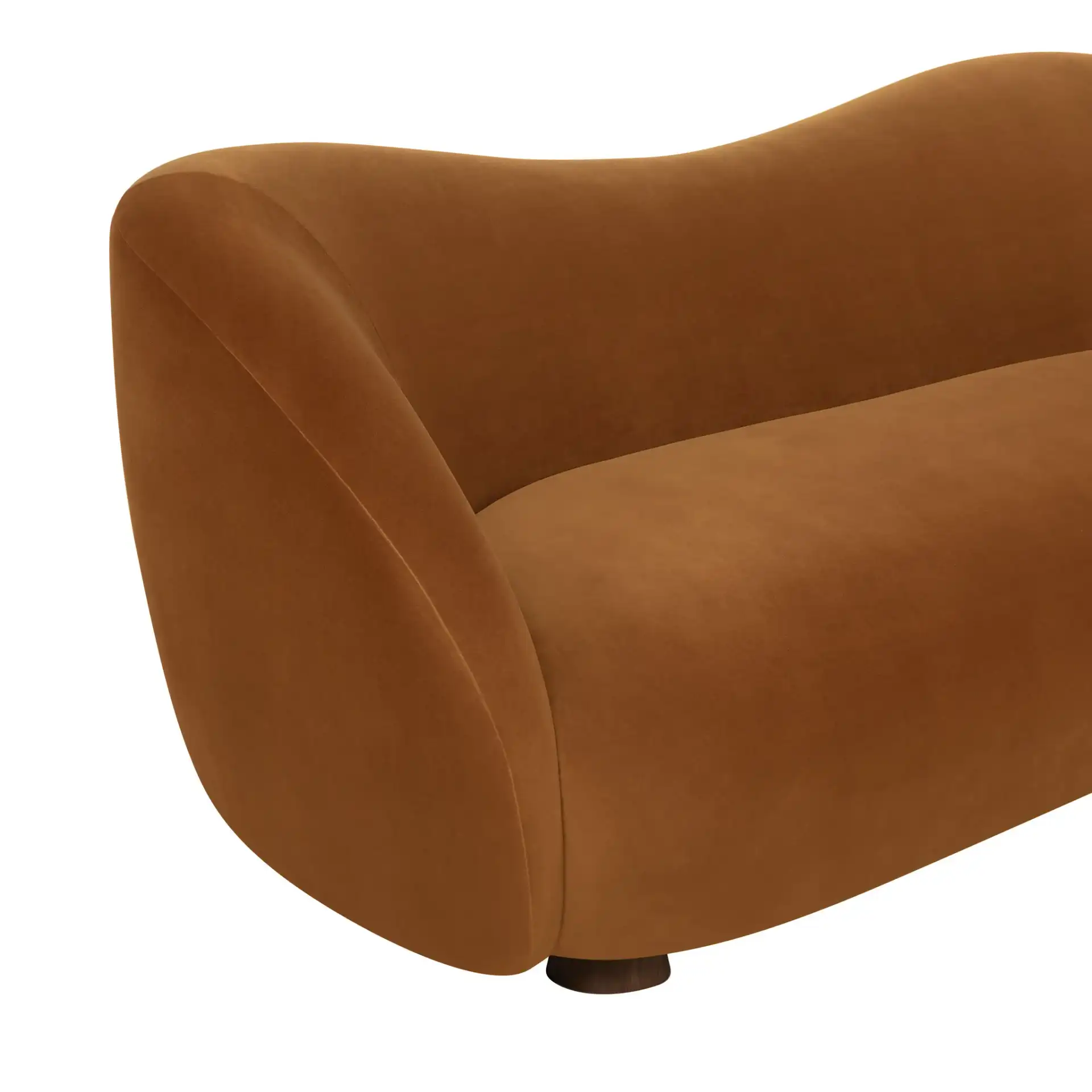 Jocelyne Velvet Sofa in Brown / Walnut in a styled room