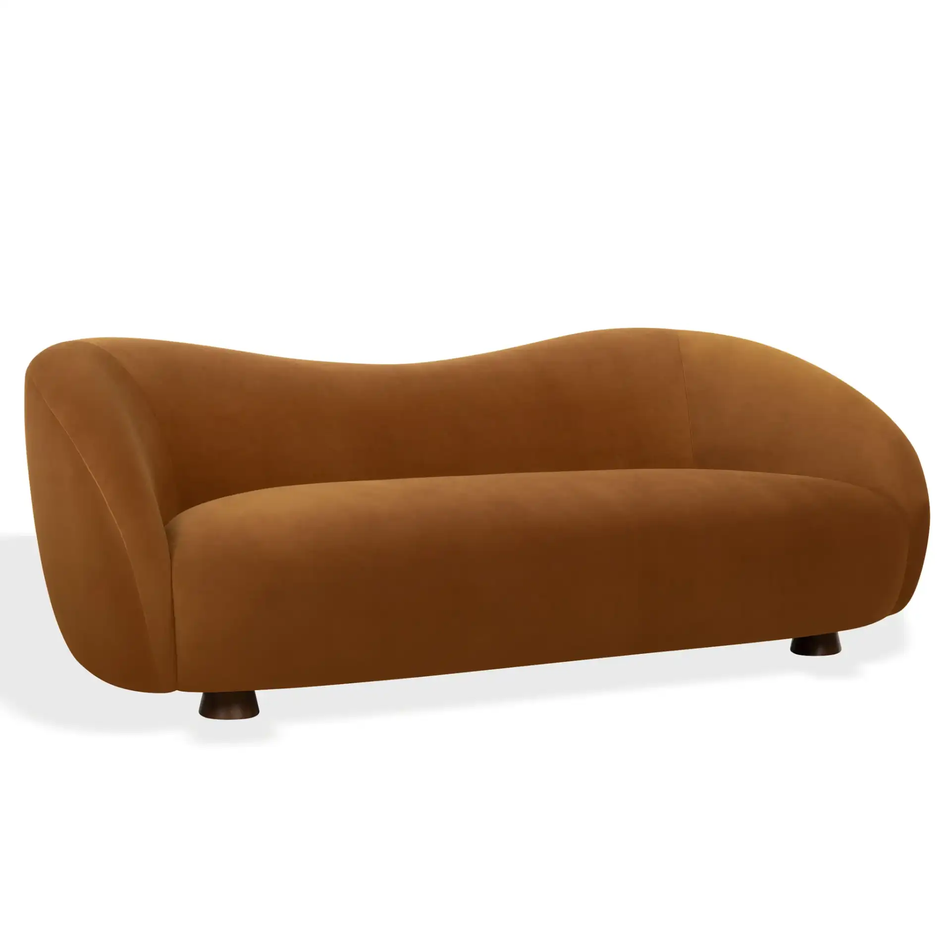 Jocelyne Velvet Sofa in Brown / Walnut, detail view