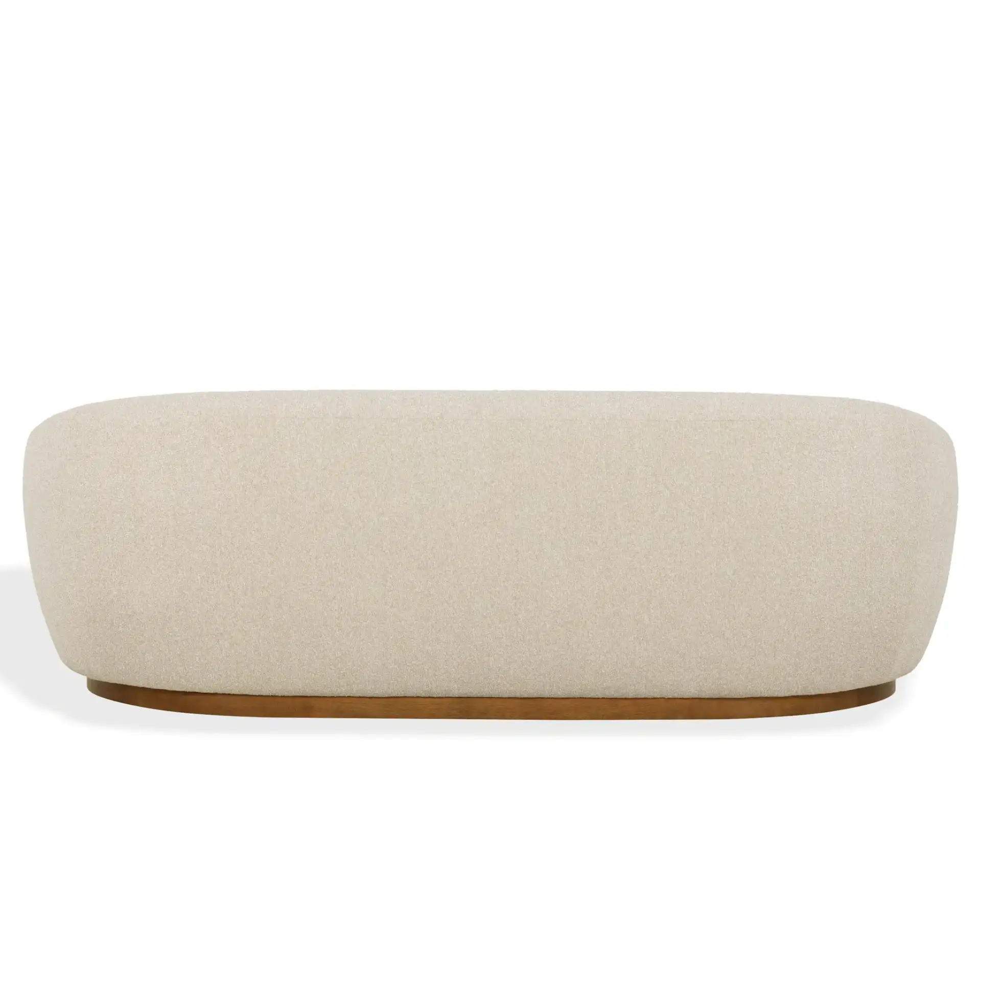 Tylah Boucle Sofa in Beige / Walnut, detail view