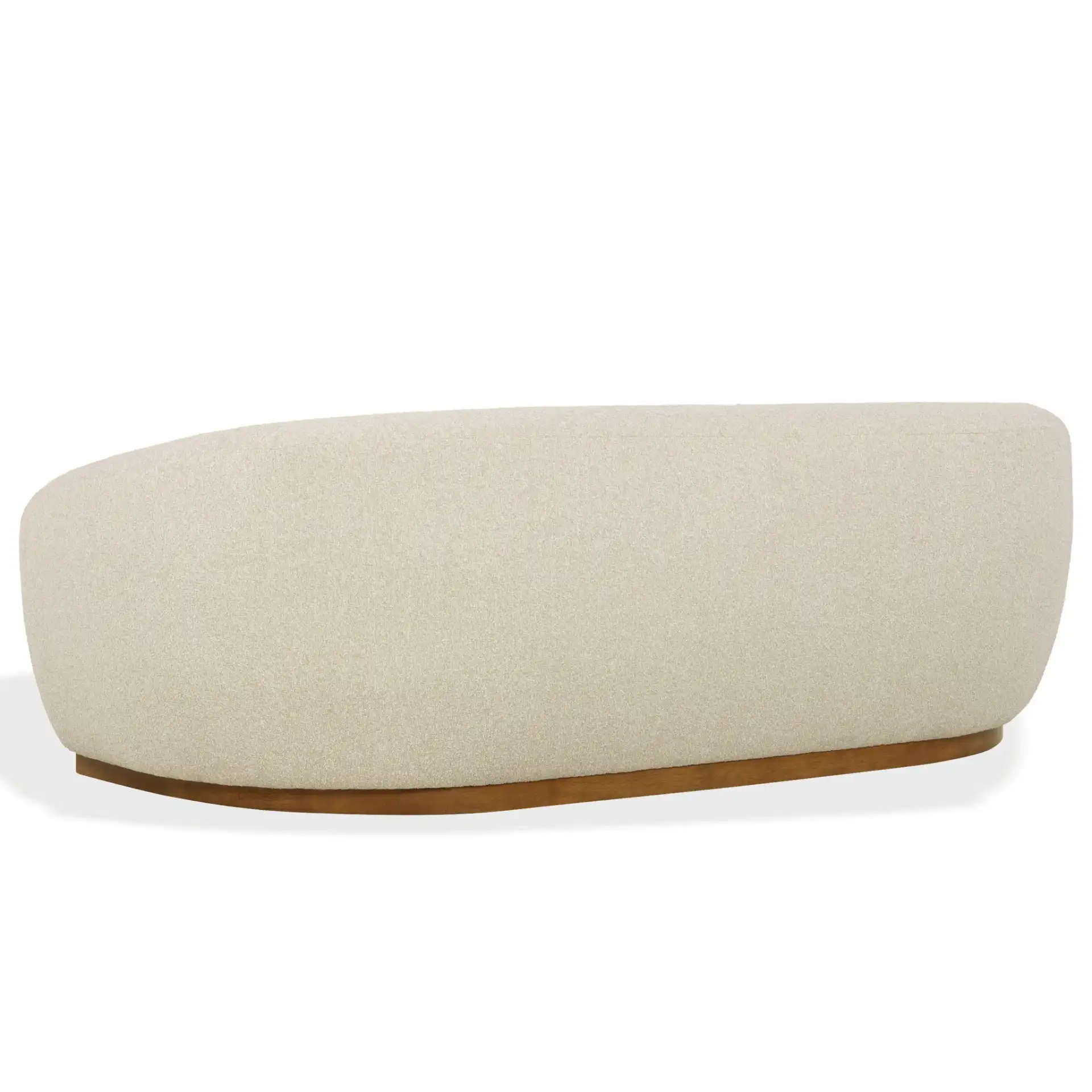 Tylah Boucle Sofa in Beige / Walnut, detail view