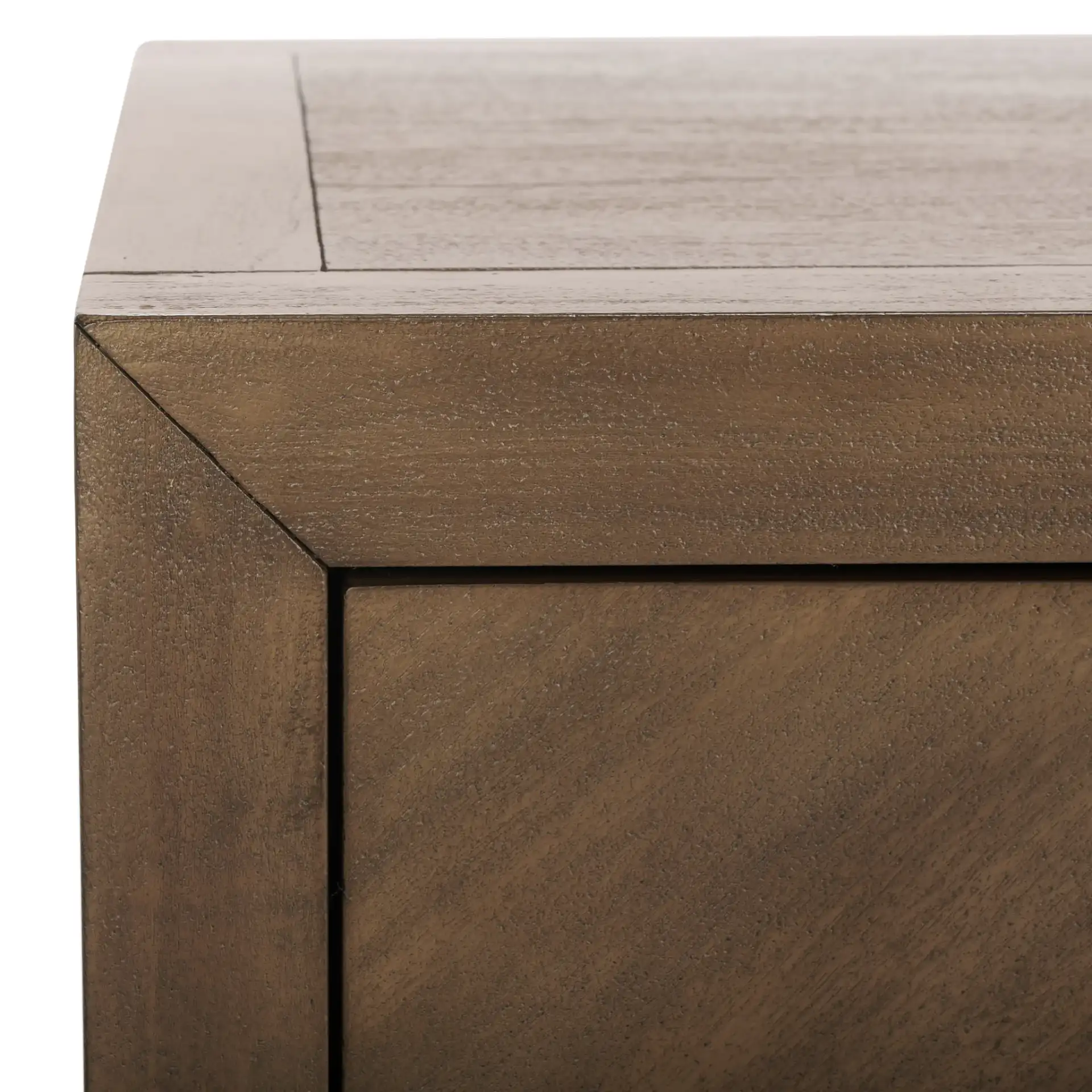 Steve Two-Drawer Wood Nightstand in Brown in a styled room