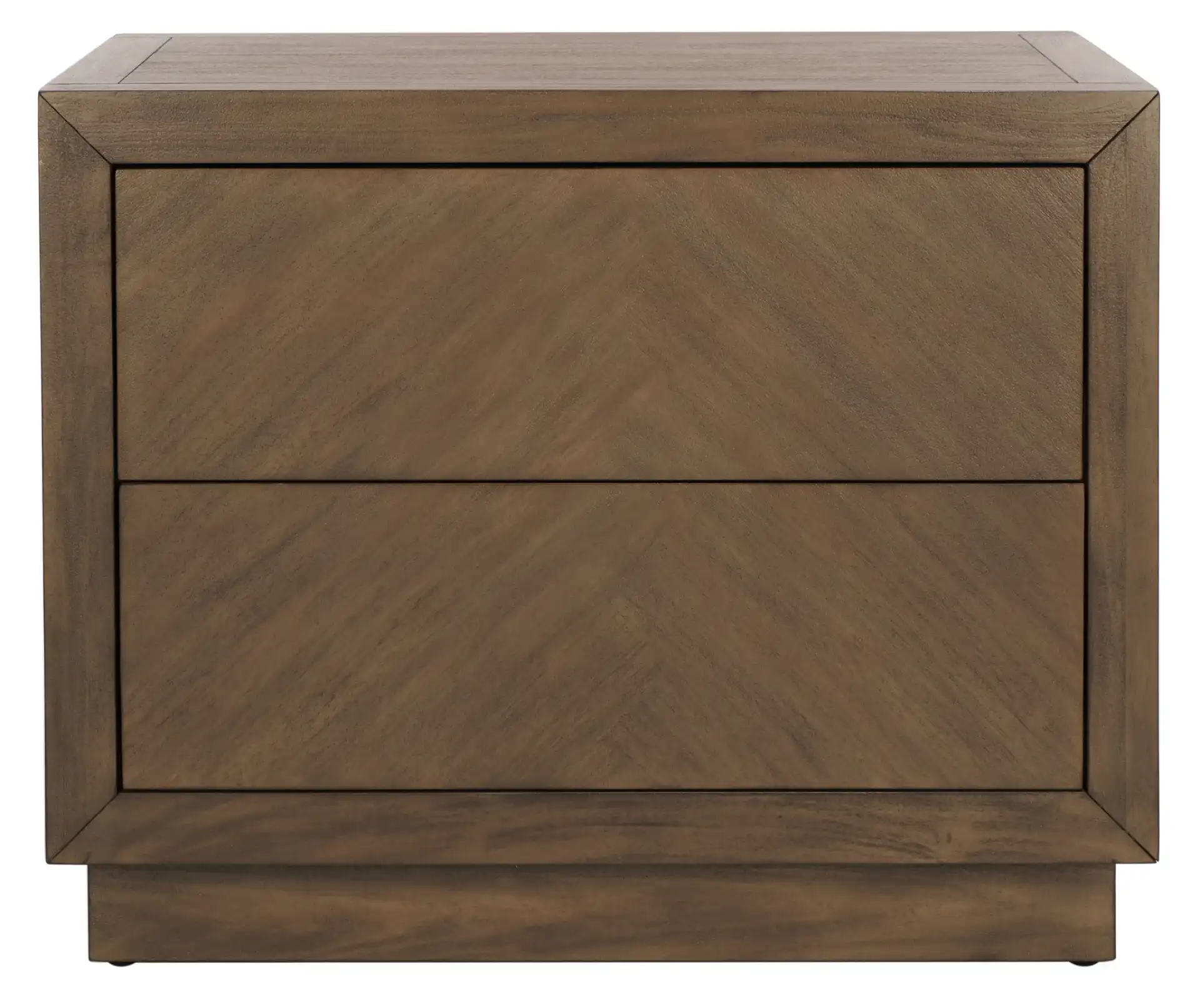 Steve Two-Drawer Wood Nightstand in Brown