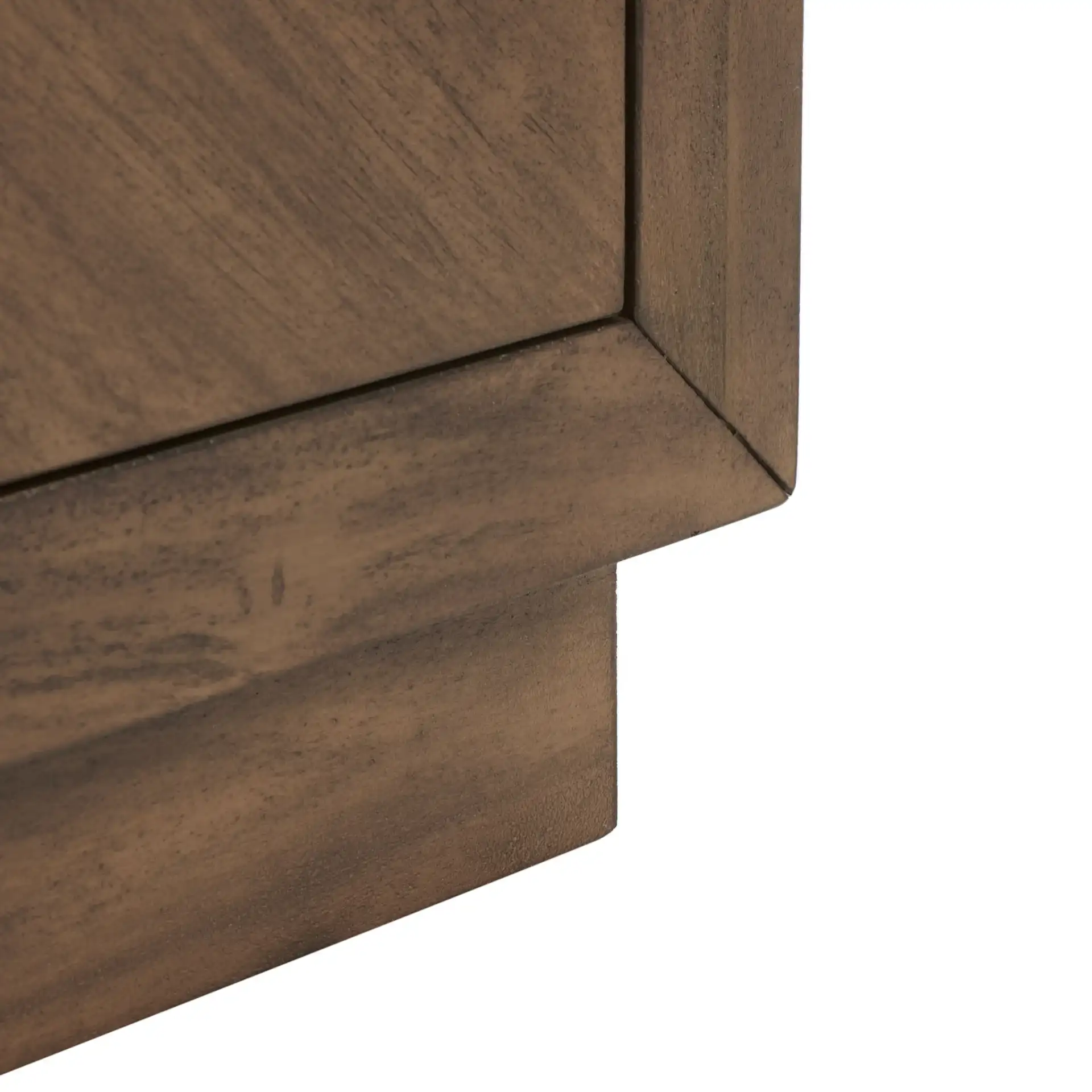 Steve Two-Drawer Wood Nightstand in Brown, detail view