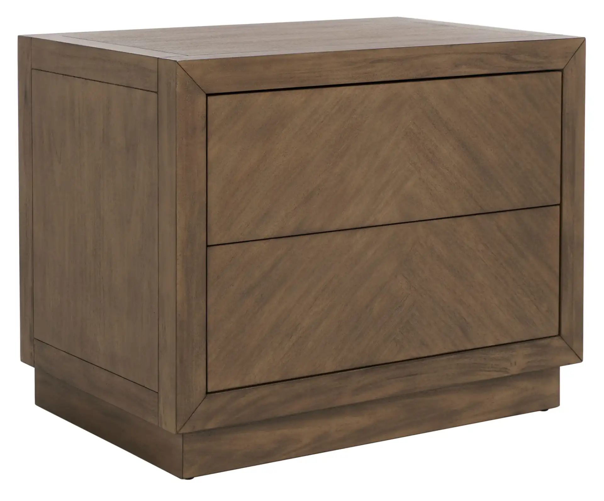 Steve Two-Drawer Wood Nightstand in Brown, detail view