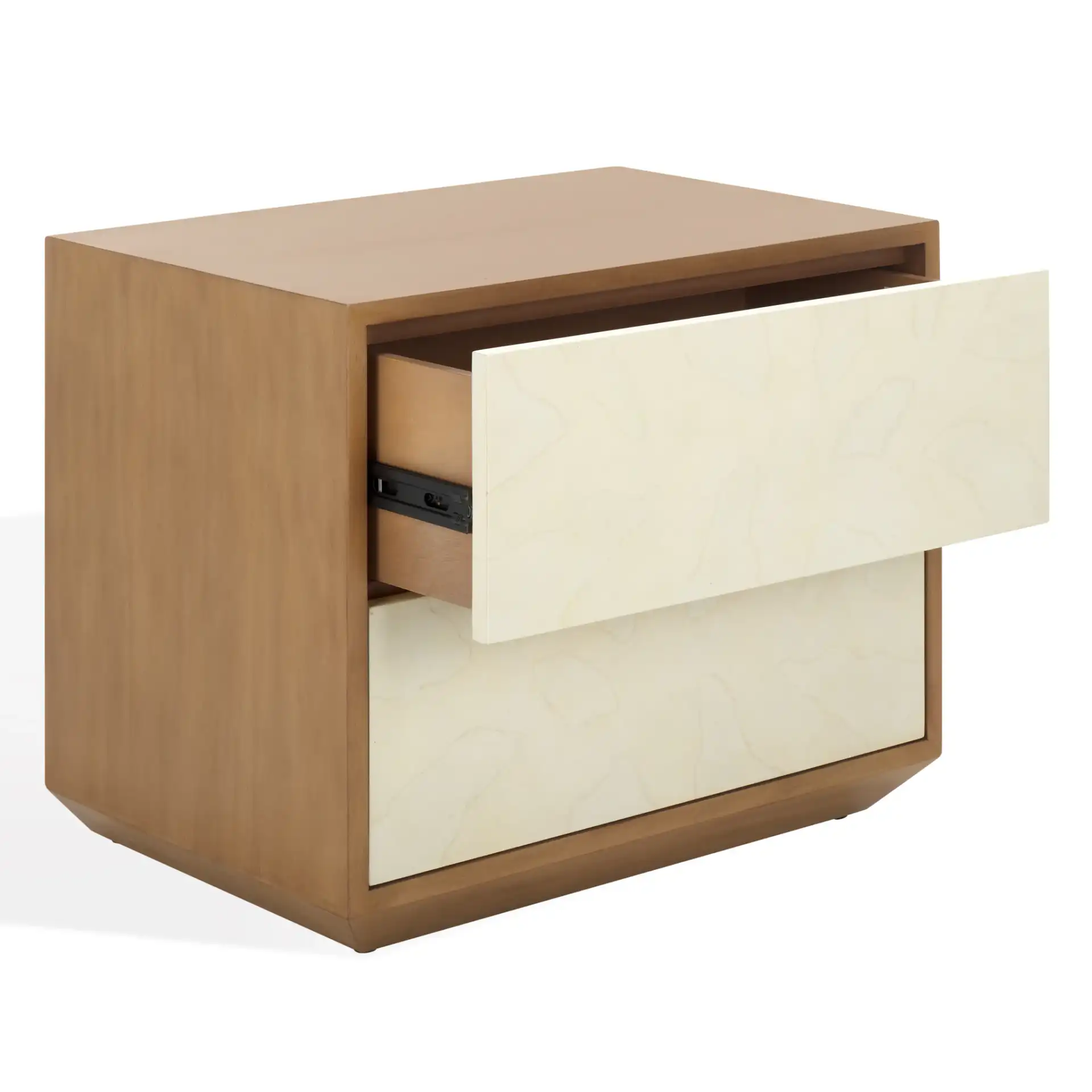 Edalina Two-Drawer Nightstand in Natural / White, detail view