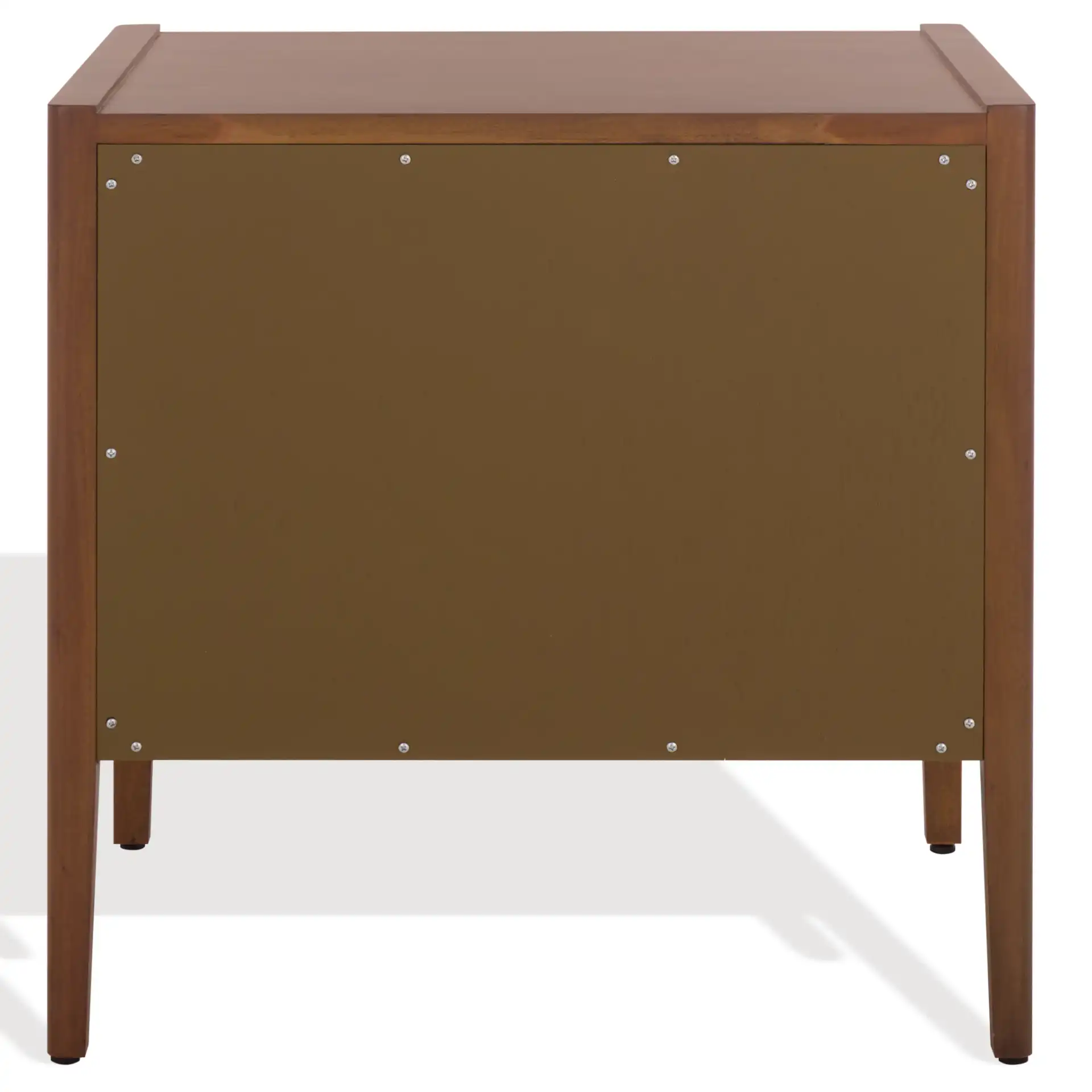Mayalyn Wood Two-Drawer Nightstand in Walnut / Black, detail view