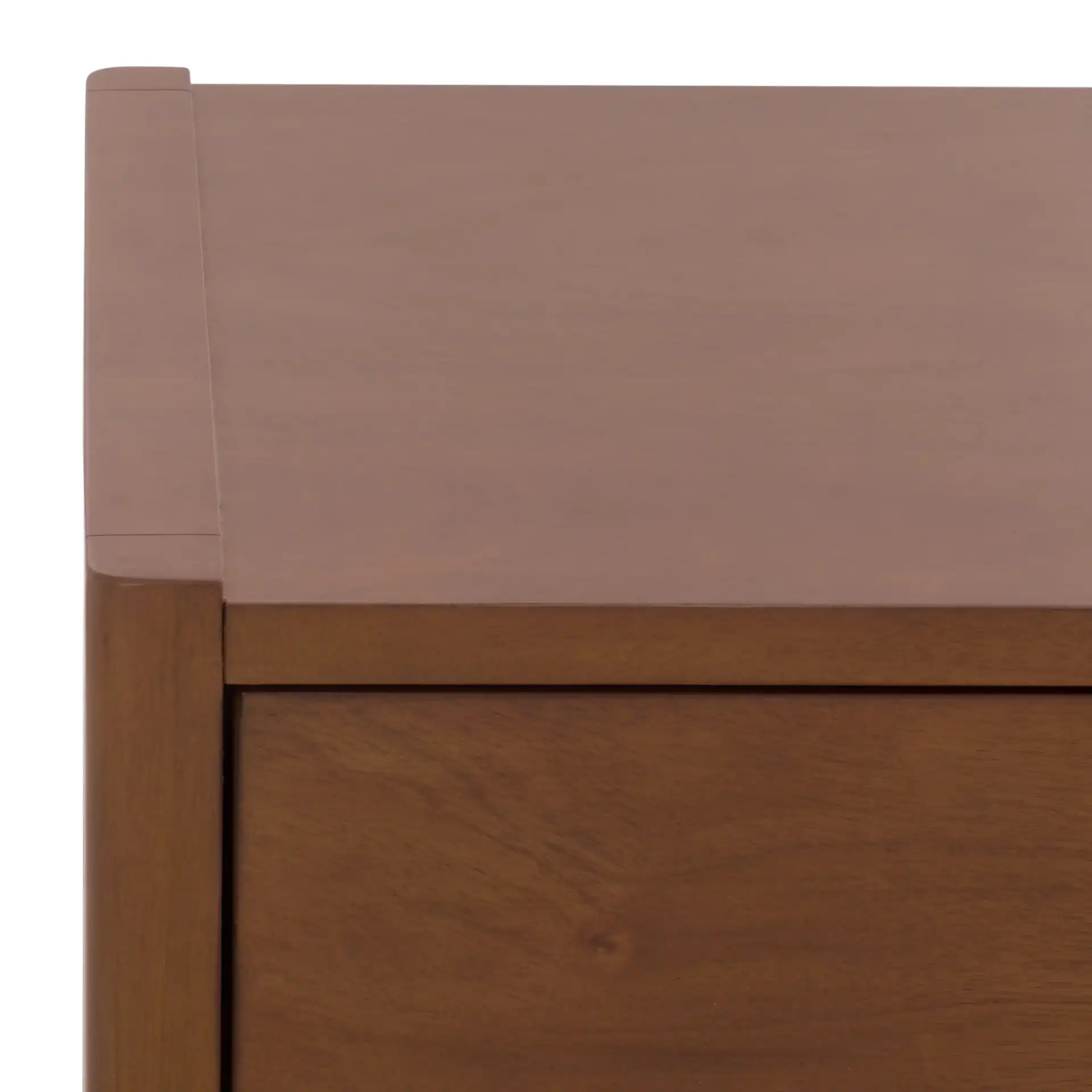 Mayalyn Wood Two-Drawer Nightstand in Walnut / Black in a styled room