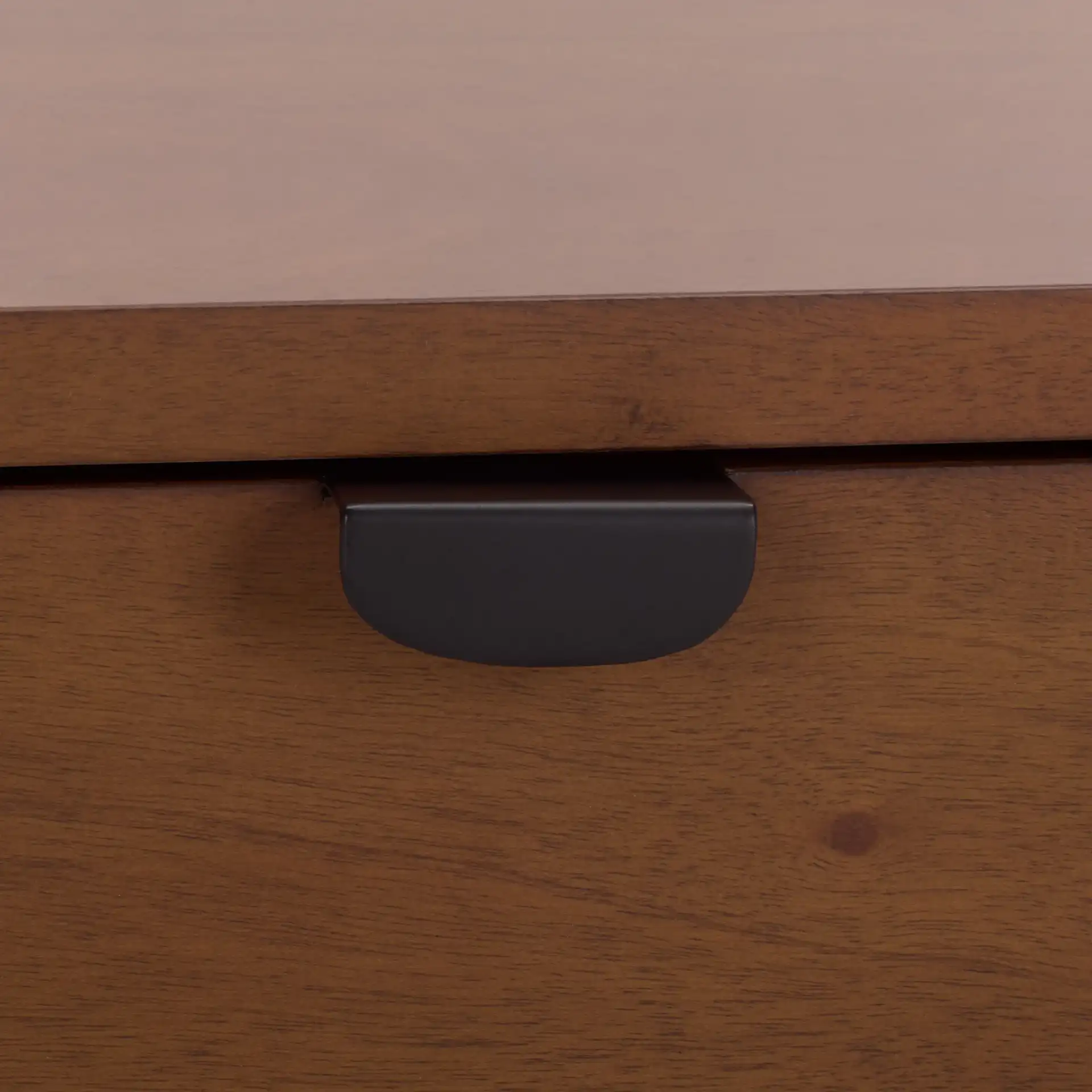 Mayalyn Wood Two-Drawer Nightstand in Walnut / Black in a styled room