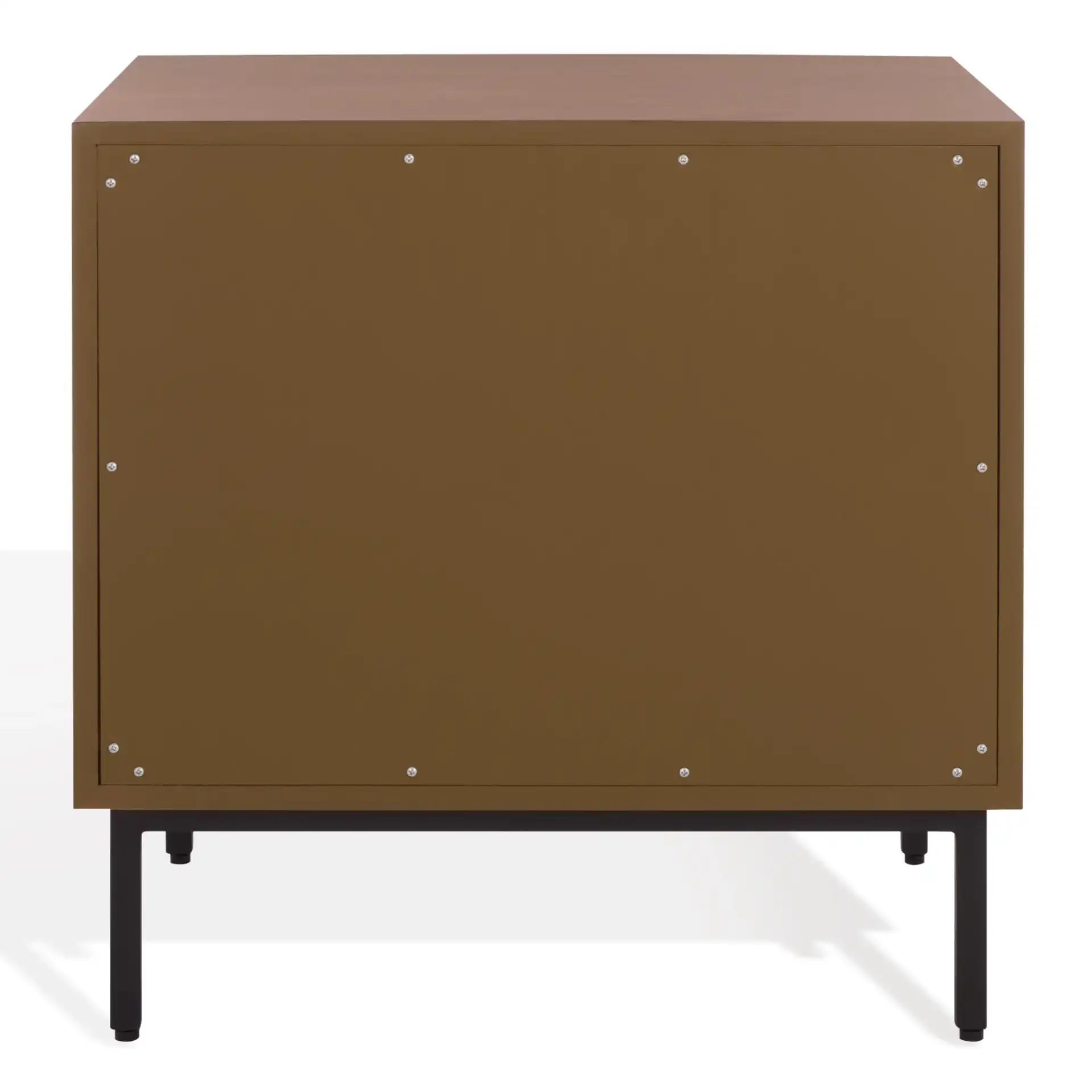 Trever Wood Three-Drawer Nightstand in Walnut / Black, detail view