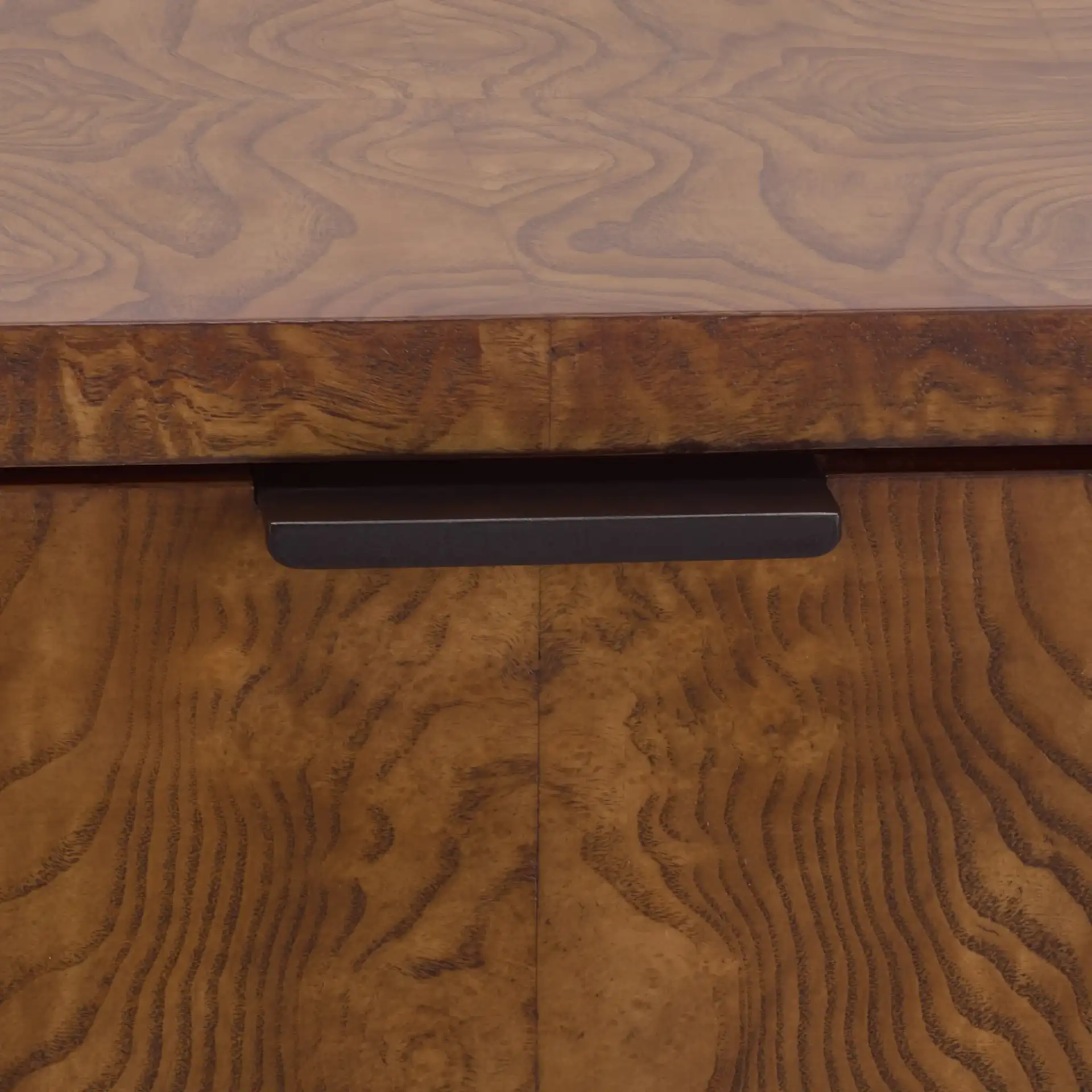 Frankie Burl Two-Drawer Nightstand in Walnut Burl in a styled room