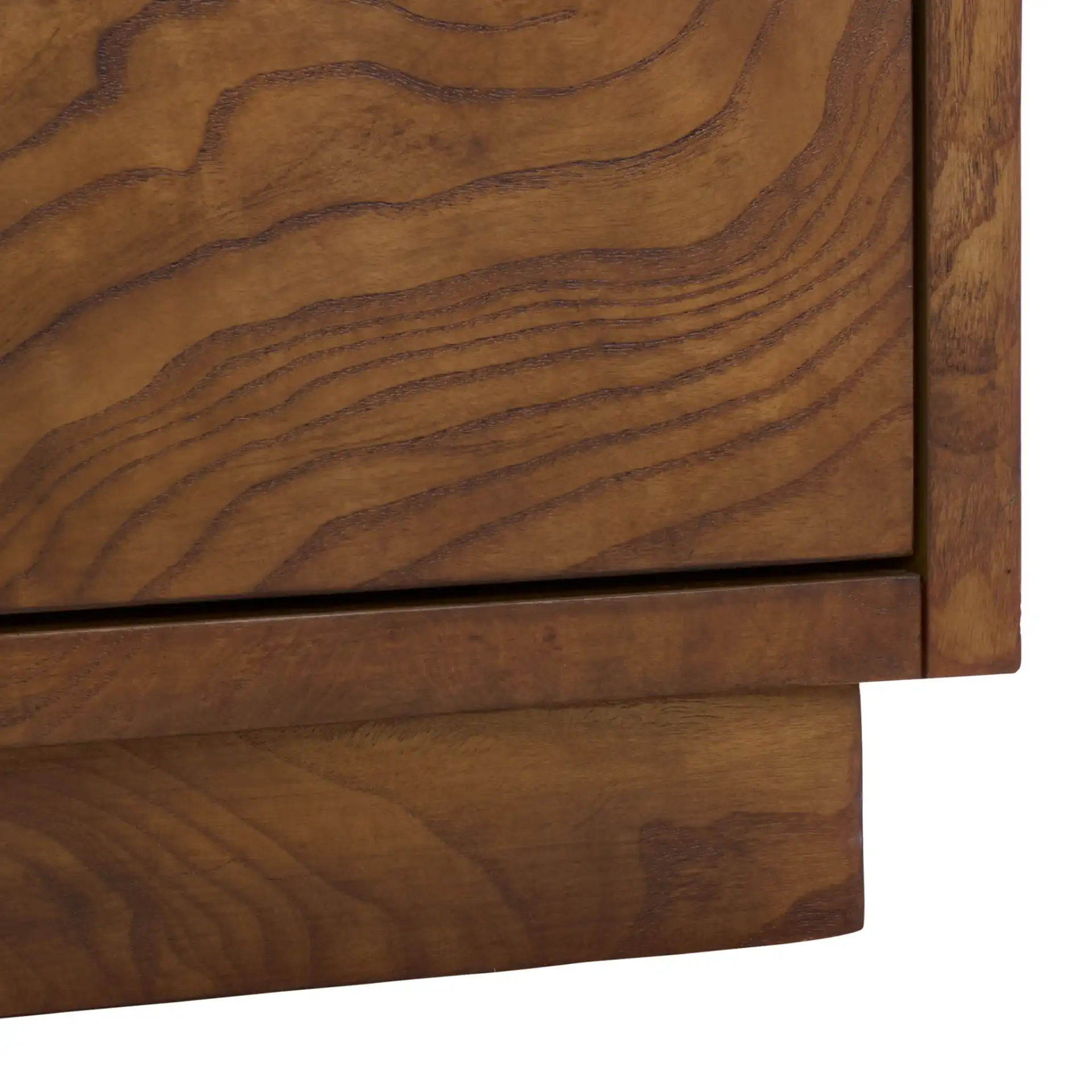 Frankie Burl Two-Drawer Nightstand in Walnut Burl, detail view