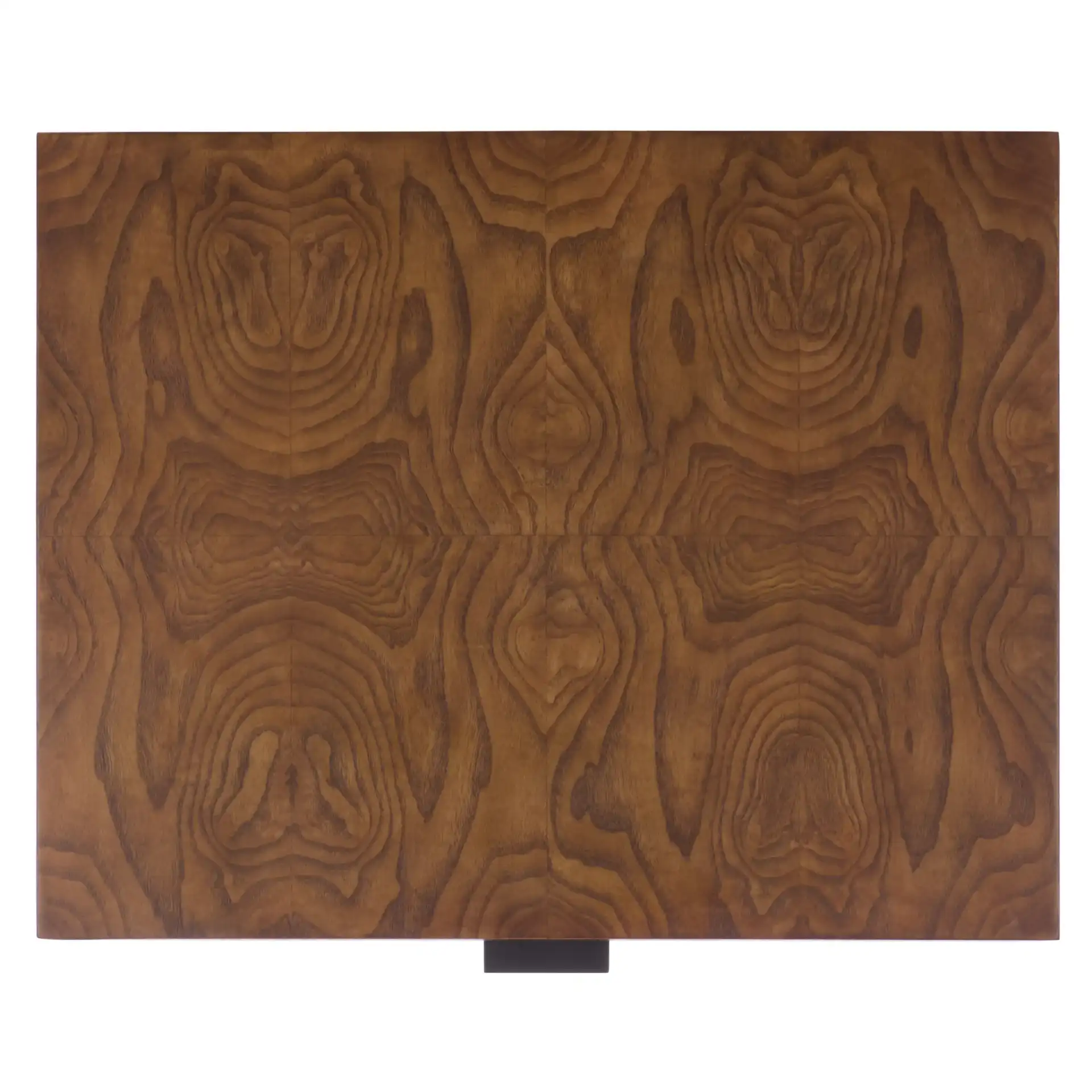 Frankie Burl Two-Drawer Nightstand in Walnut Burl, detail view