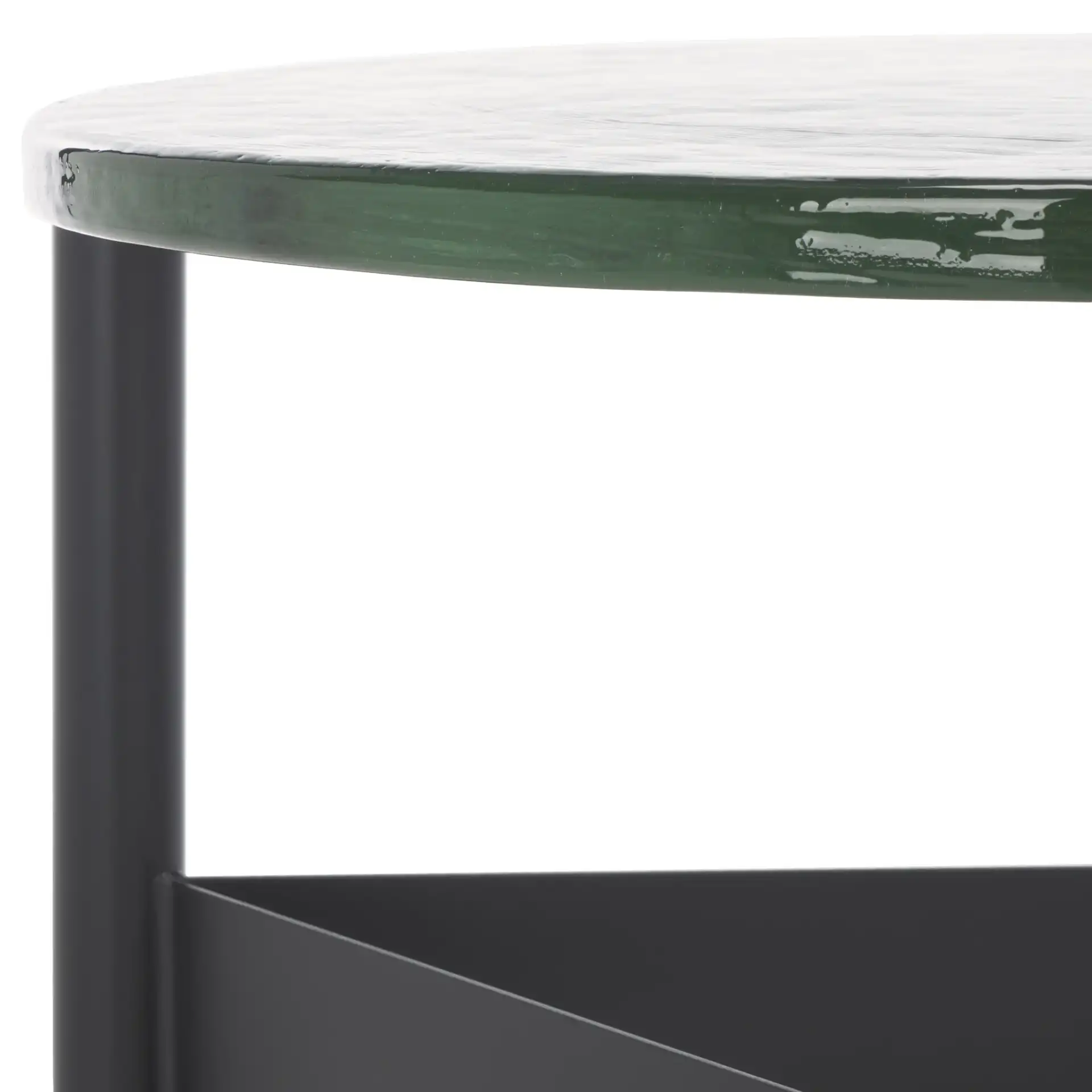 Rozalia Cast Glass Accent Table in Black / Clear in a styled room