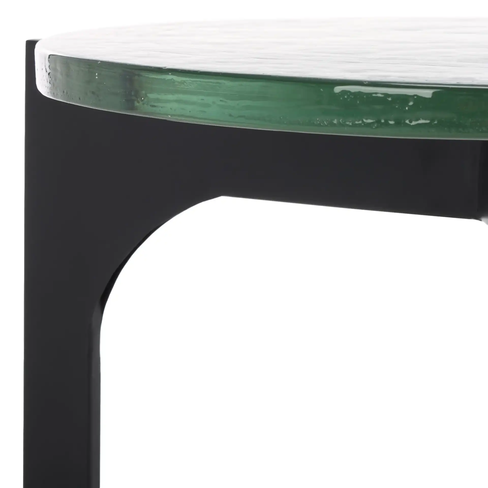 Seymour Cast Glass Accent Table in Black / Clear in a styled room