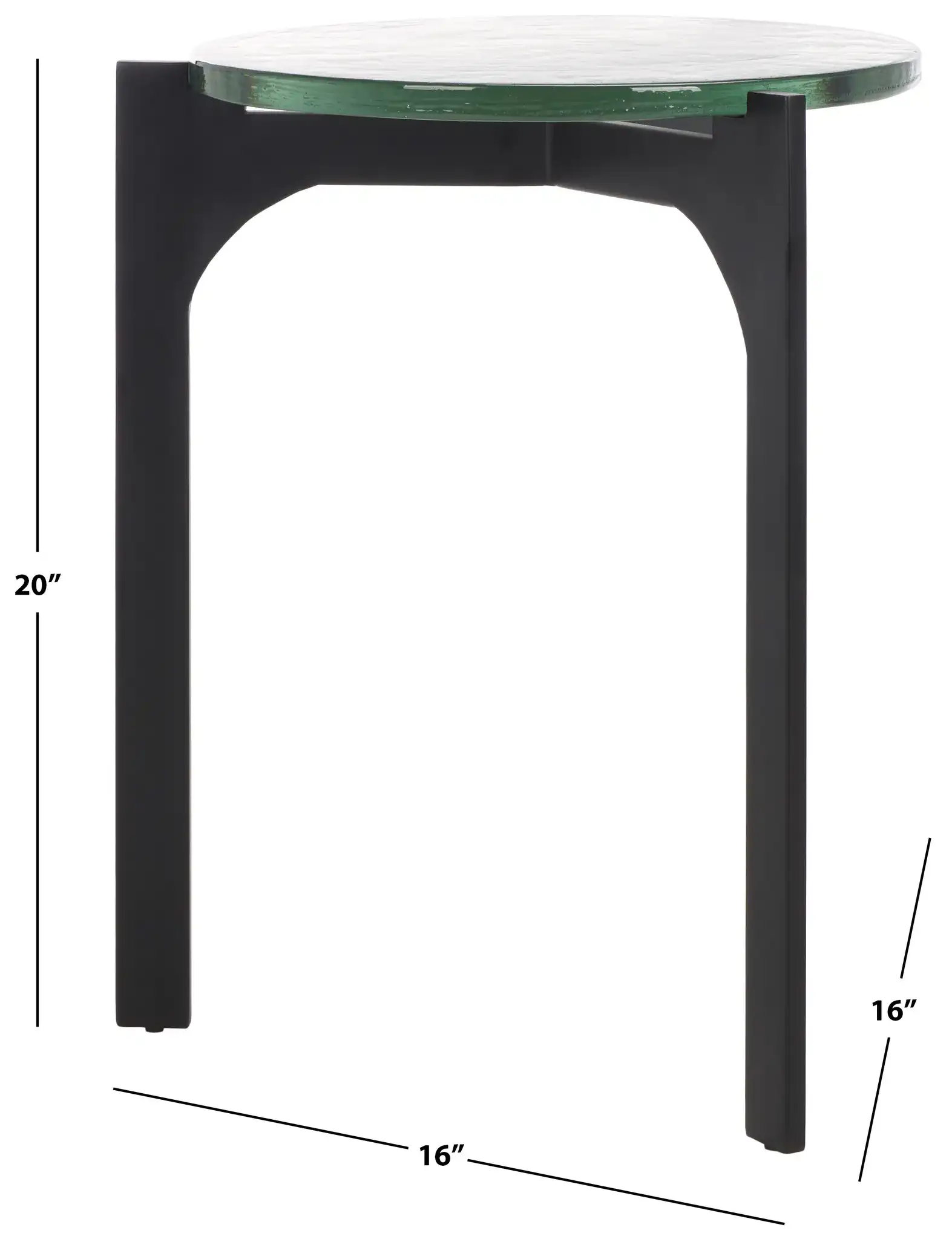 Seymour Cast Glass Accent Table in Black / Clear, detail view