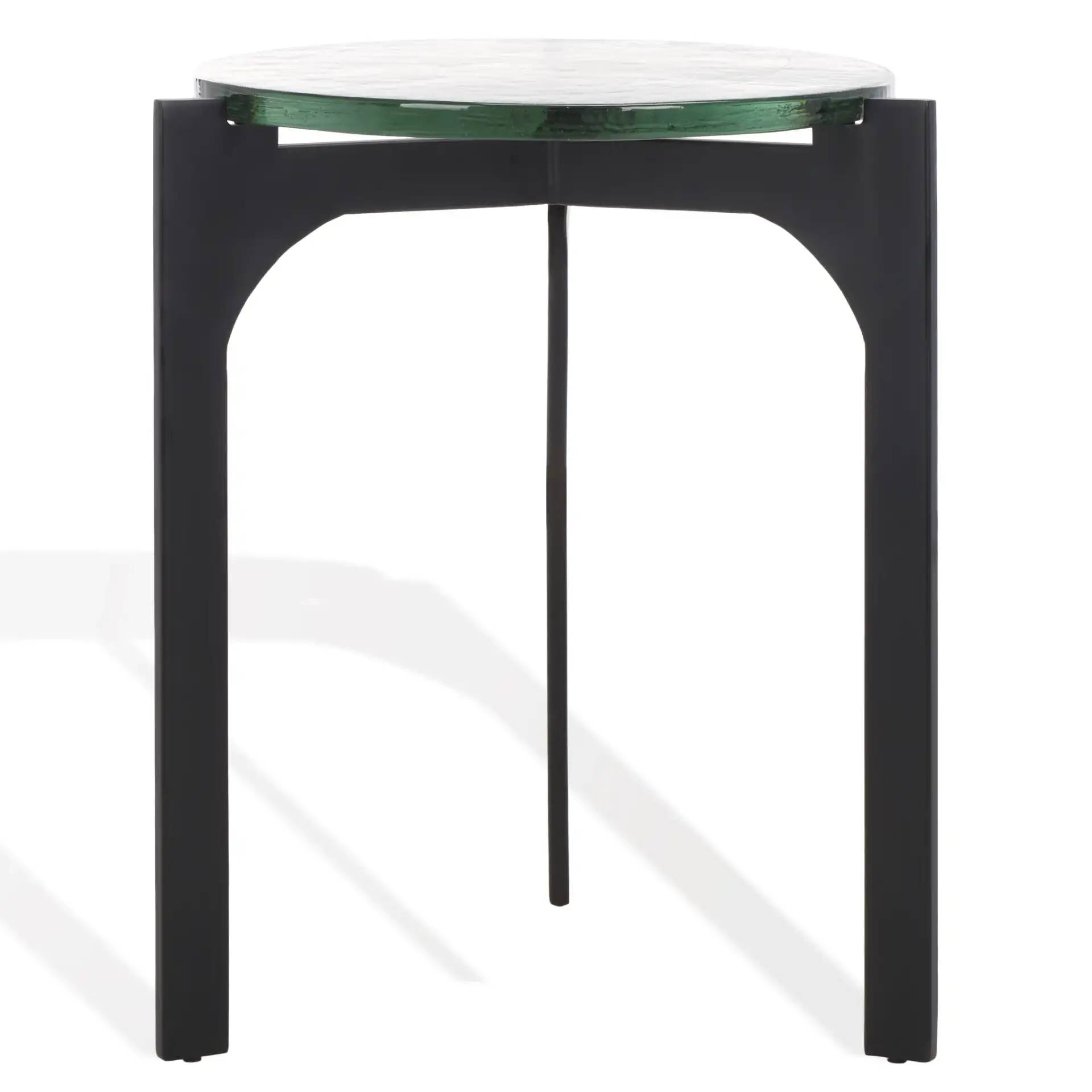 Seymour Cast Glass Accent Table in Black / Clear, detail view