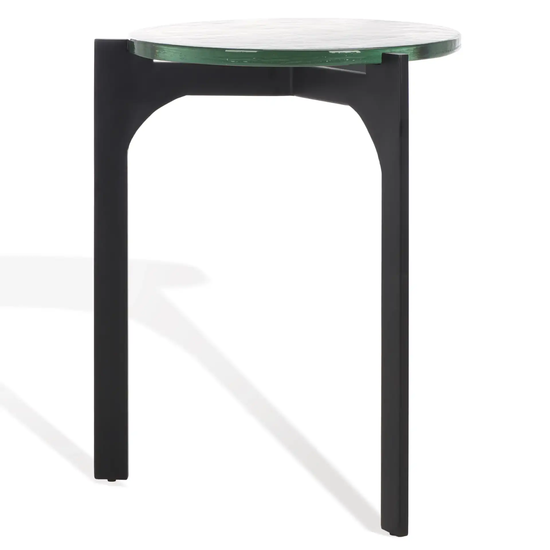 Seymour Cast Glass Accent Table in Black / Clear, detail view