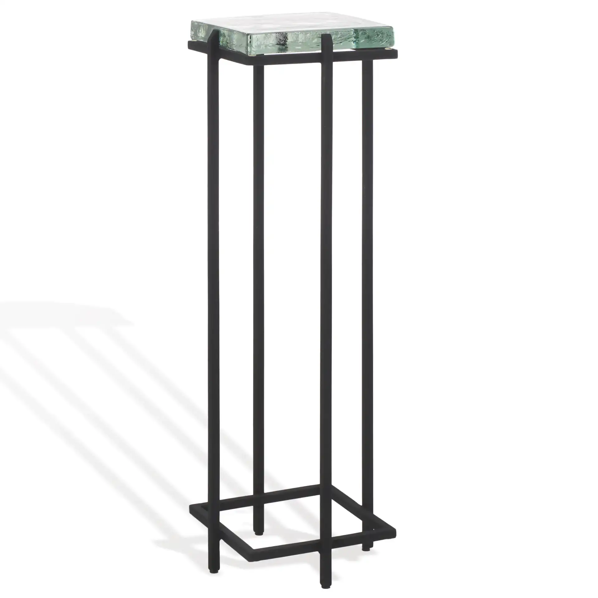 Giabelle Cast Glass Drink Table in Black / Clear, detail view
