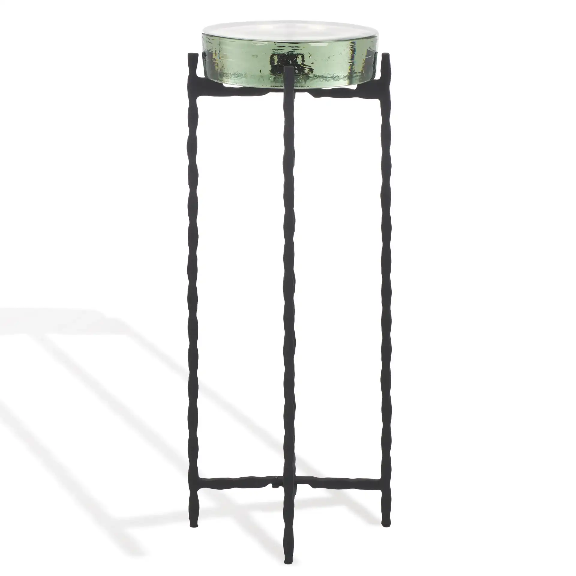 Kathaleen Cast Glass Drink Table in Black / Clear, detail view