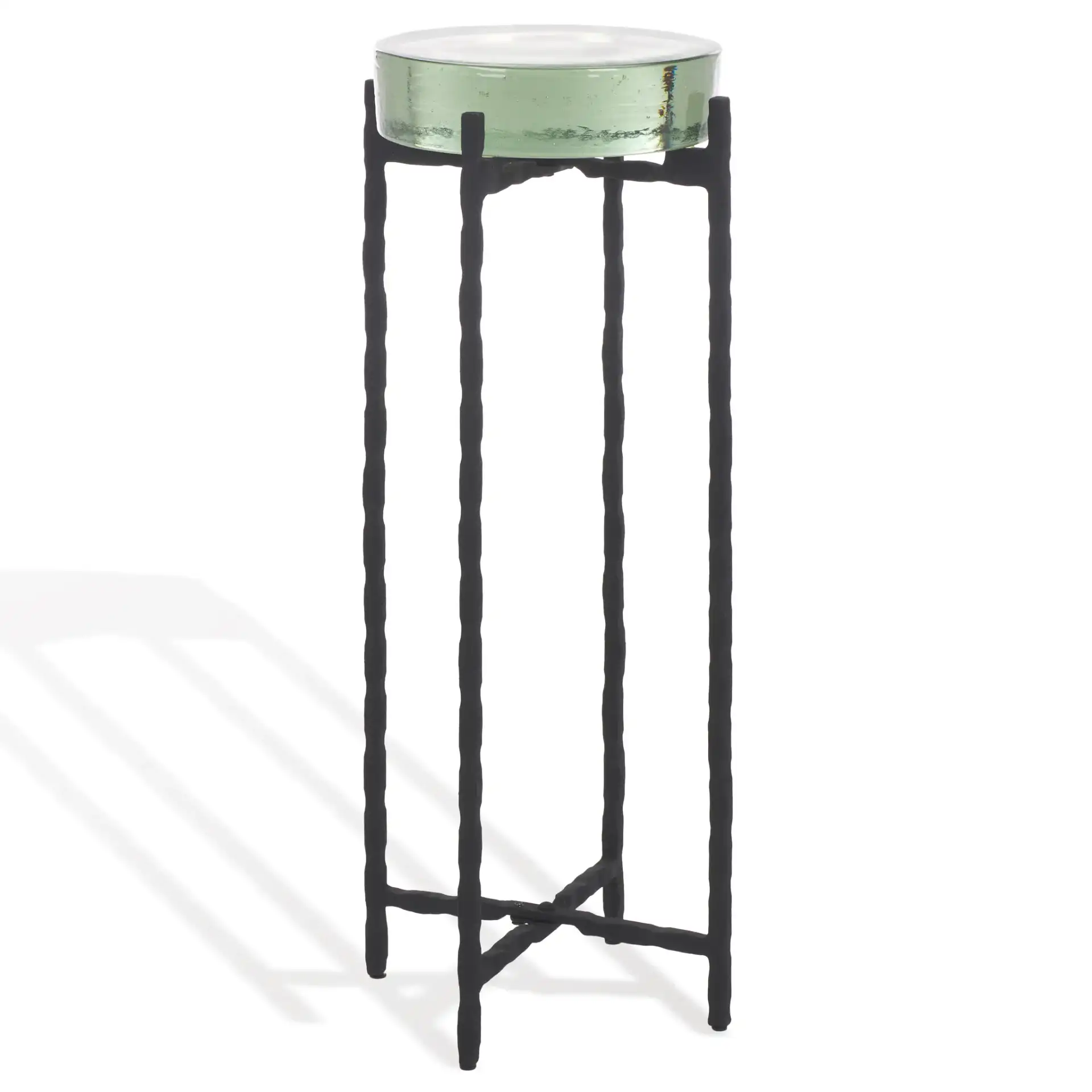Kathaleen Cast Glass Drink Table in Black / Clear, detail view